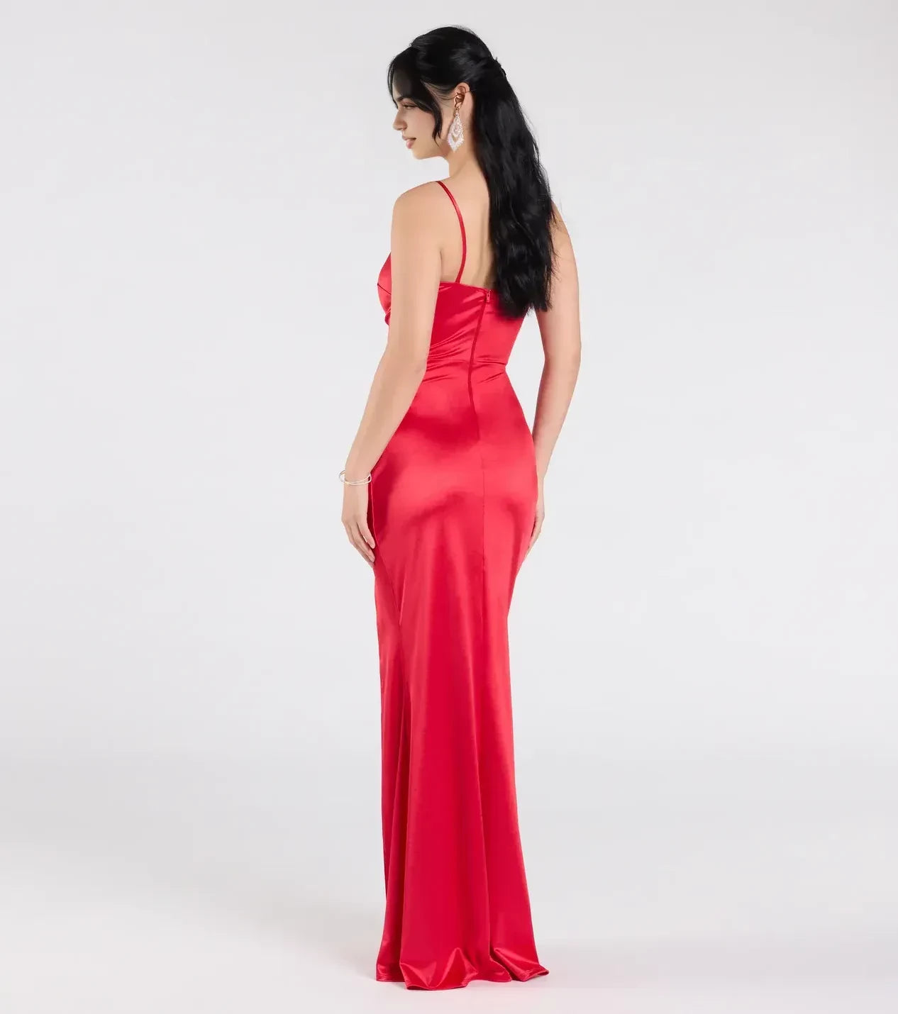 Dazzling Trumpet One Shoulder Sleeveless Open Back Floor Length Prom Dress