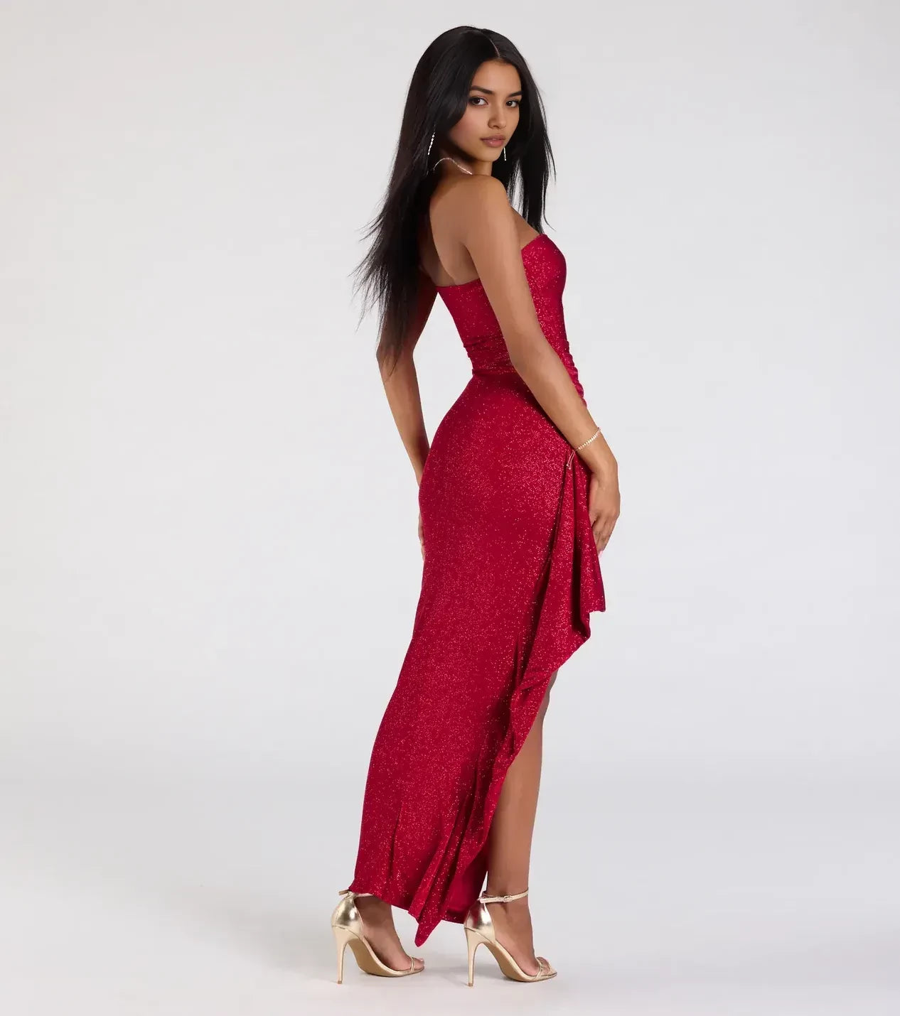 Dazzling Trumpet Strapless Sleeveless Open Back Floor Length Prom Dress