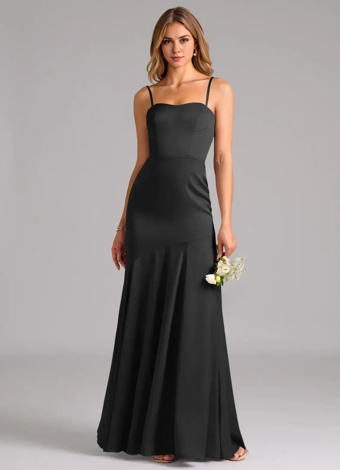 Dazzling Trumpet Sweetheart Neck Spaghetti Strap Open Back Floor Length Bridesmaid Dress