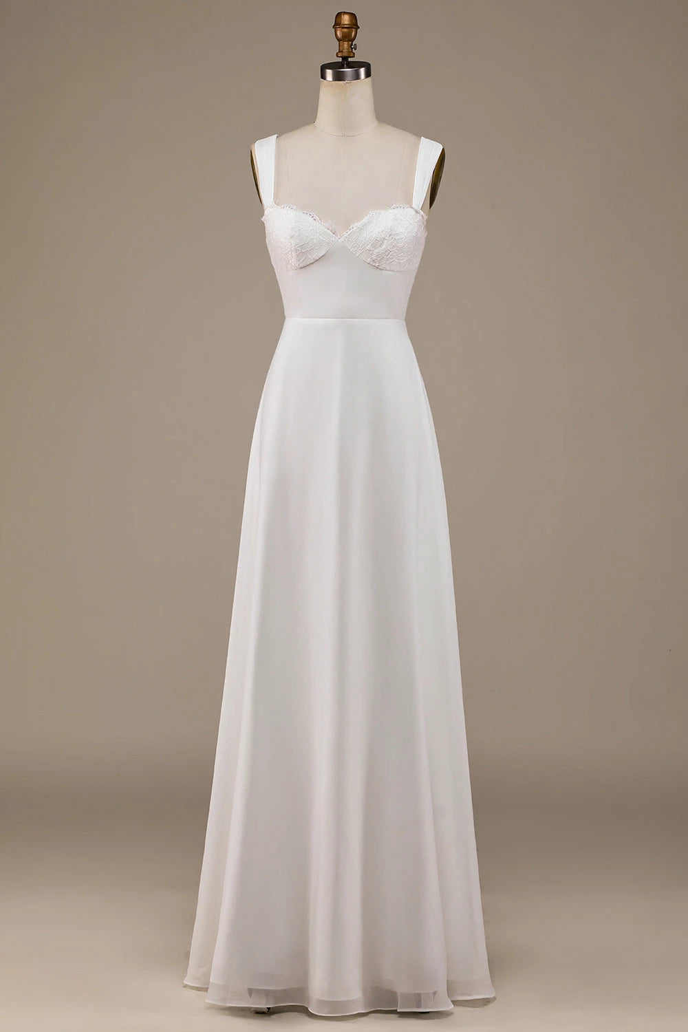 Delicate A Line Sweetheart Neck Sleeveless Button Back Maxi Wedding Dress
