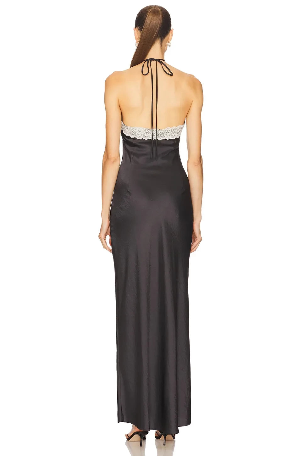 Delicate Sheath Halter Neck Sleeveless Tie Back Floor Length Evening Dress