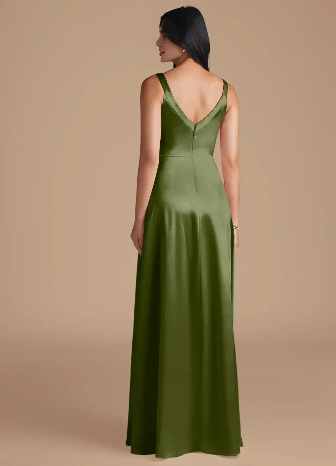 Delightful A Line Square Neck Spaghetti Strap Zipper Back Floor Length Bridesmaid Dress
