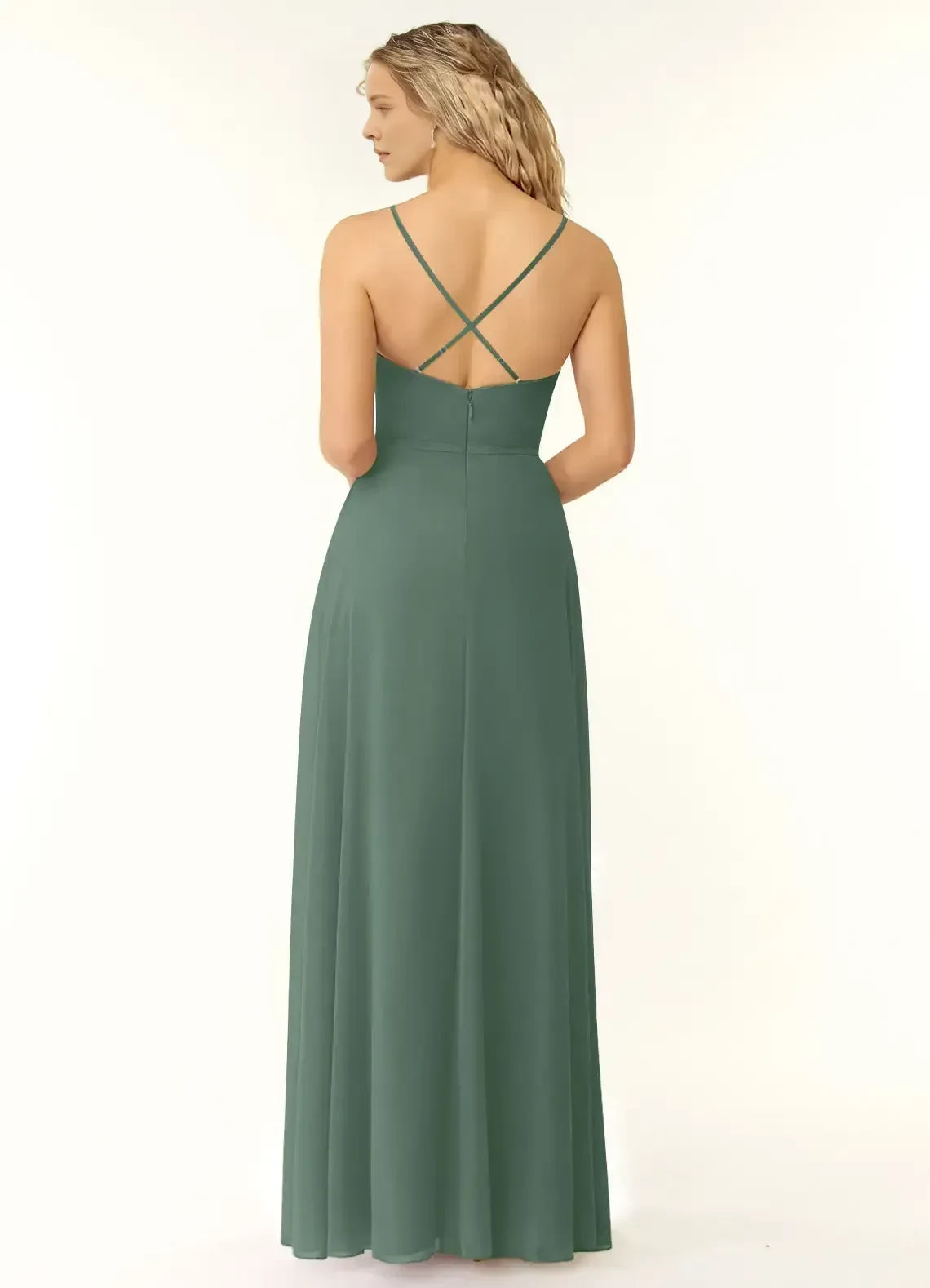 Delightful A Line Sweetheart Neck Sleeveless Criss Cross Back Floor Length Bridesmaid Dress