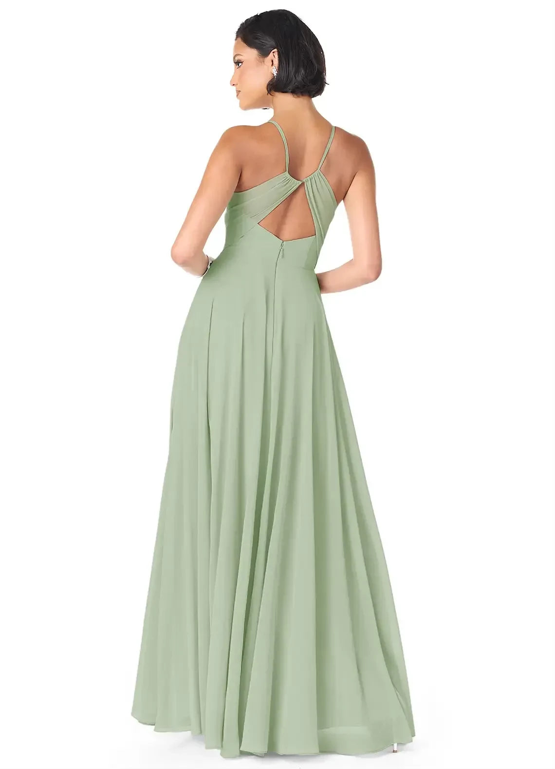 Delightful A Line V Neck Spaghetti Strap Cutout Back Floor Length Bridesmaid Dress ﻿