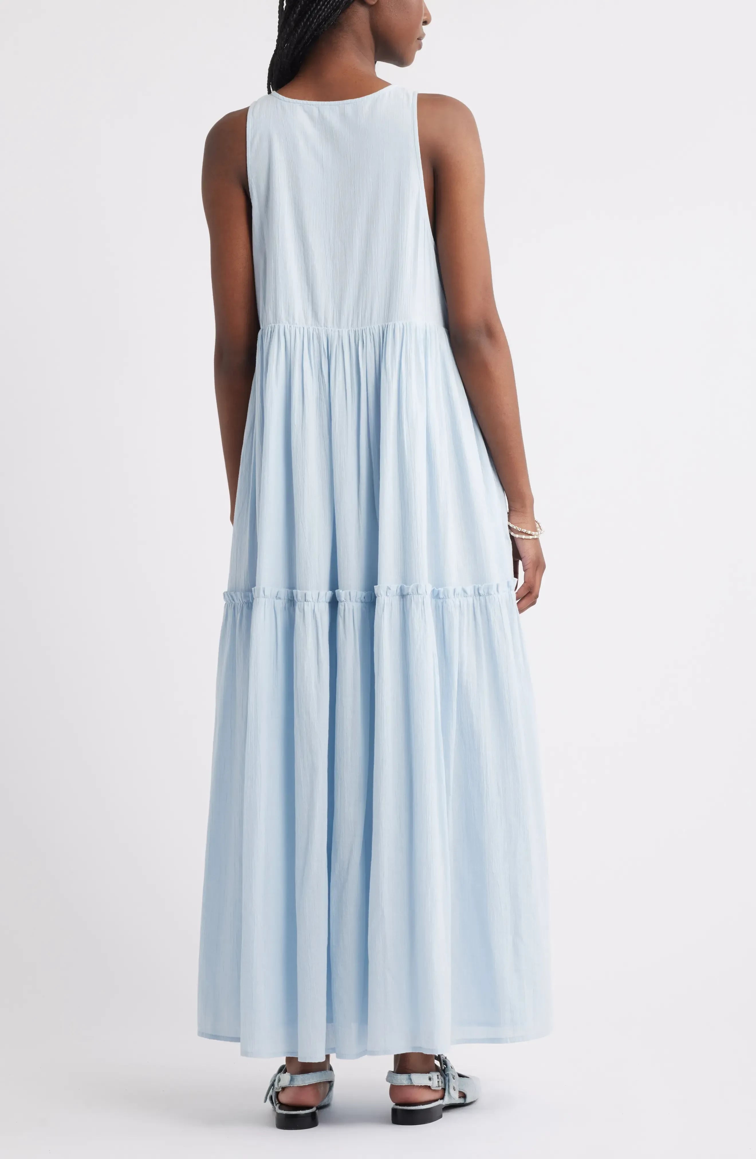 Delightful Empire Keyhole Neck Sleeveless Plain Back Floor Length Evening Dress