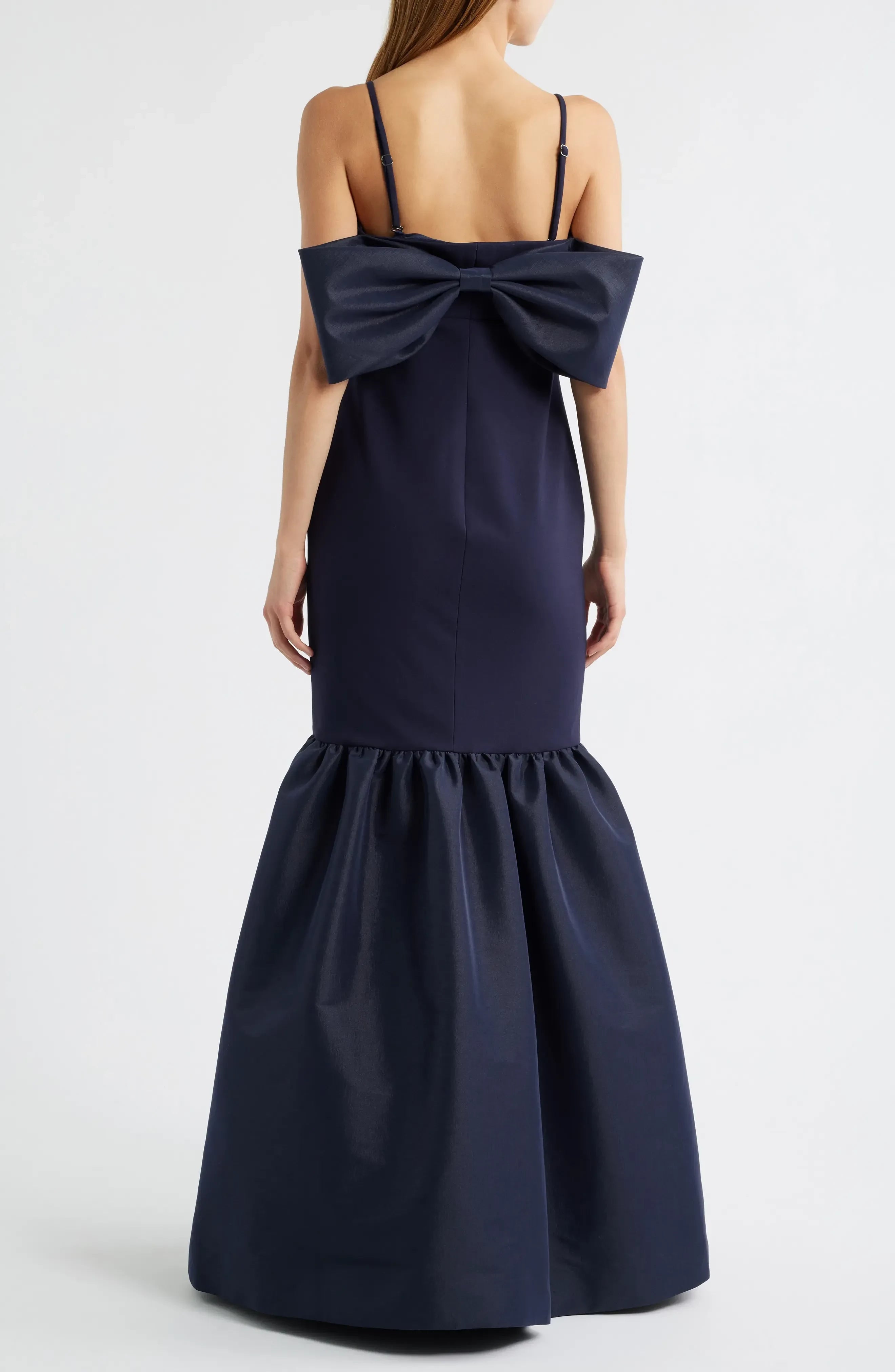 Delightful Mermaid Square Neck Sleeveless Bow Back Floor Length Evening Dress