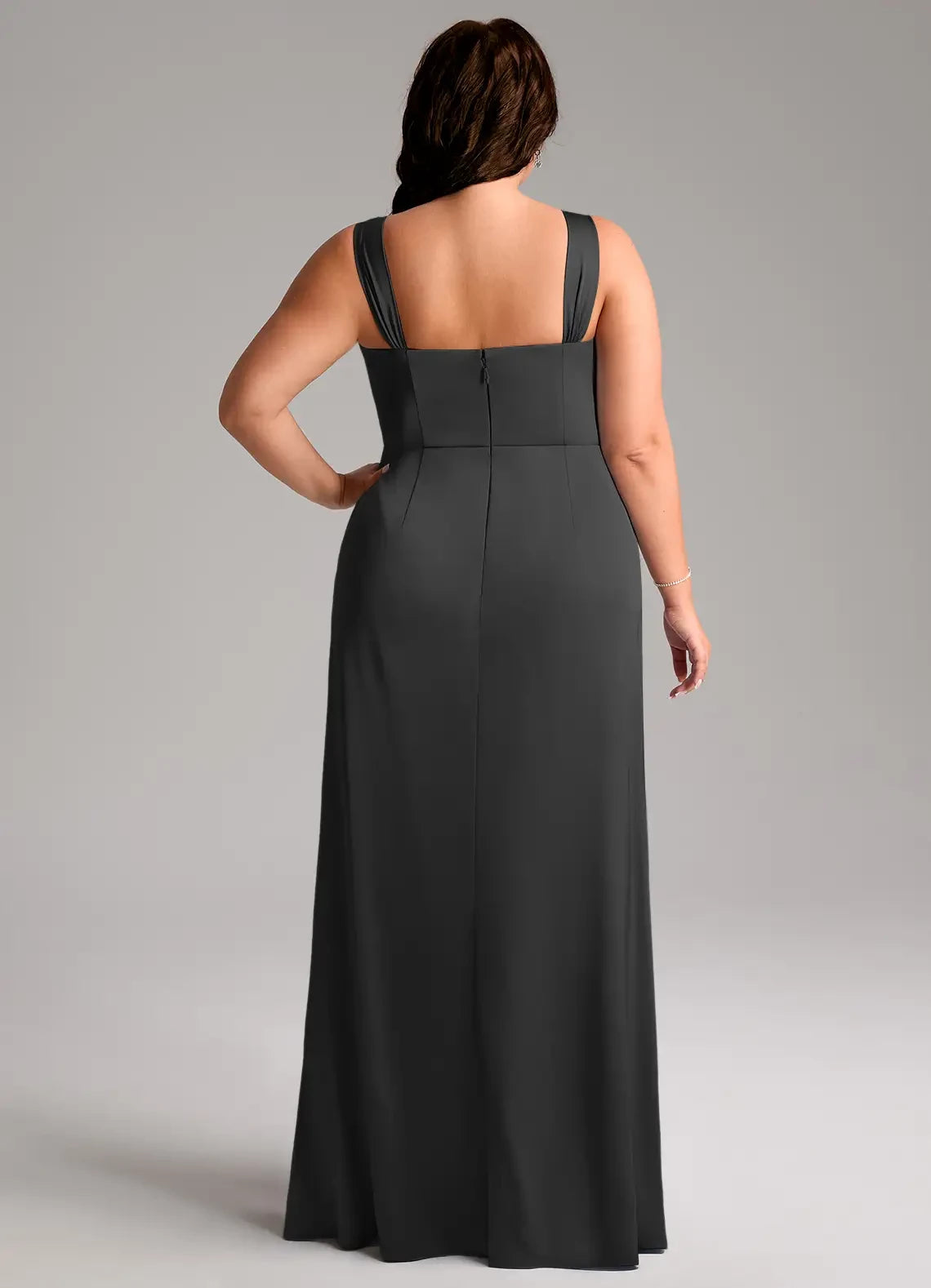 Delightful Plus Size A Line Sweetheart Neck Sleeveless Zip Back Floor Length Bridesmaid Dress