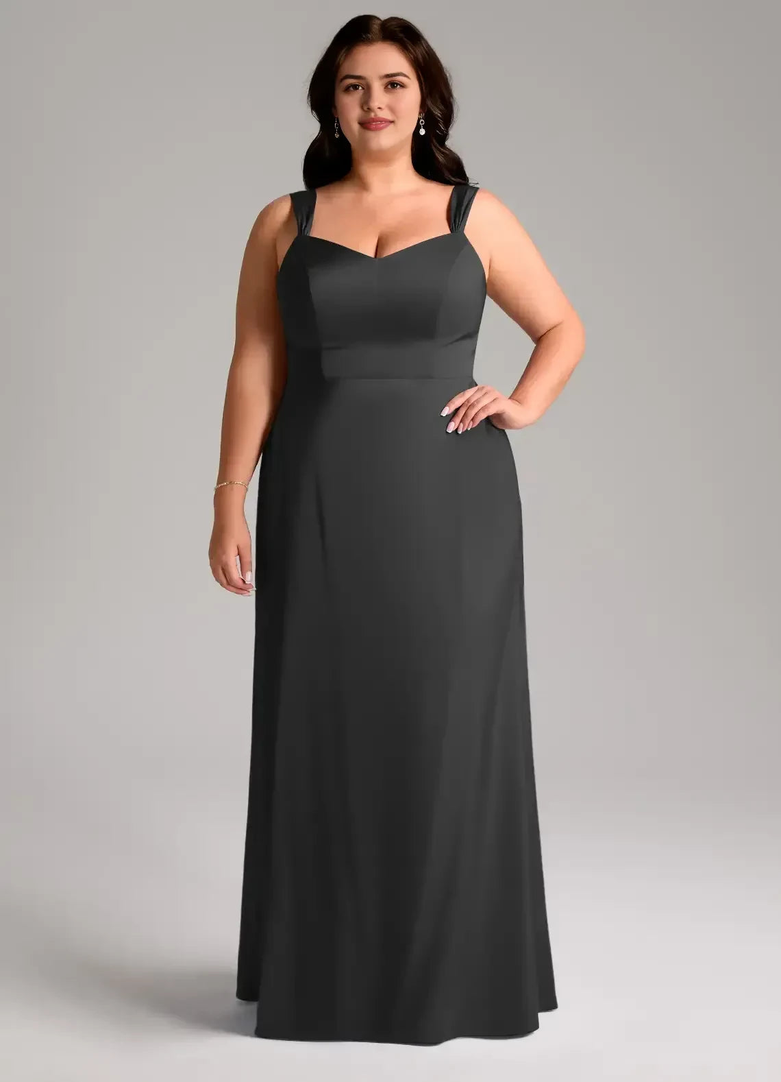 Delightful Plus Size A Line Sweetheart Neck Sleeveless Zip Back Floor Length Bridesmaid Dress