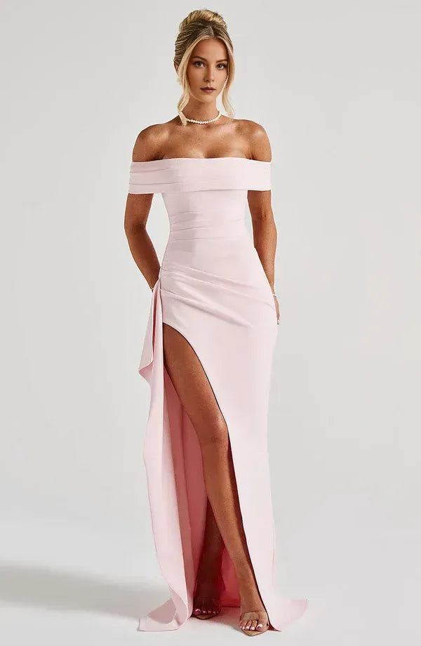 Distinct Mermaid Off Shoulder Sleeveless Back Zipper High Slit Train Floor Length For Sale Prom Dress