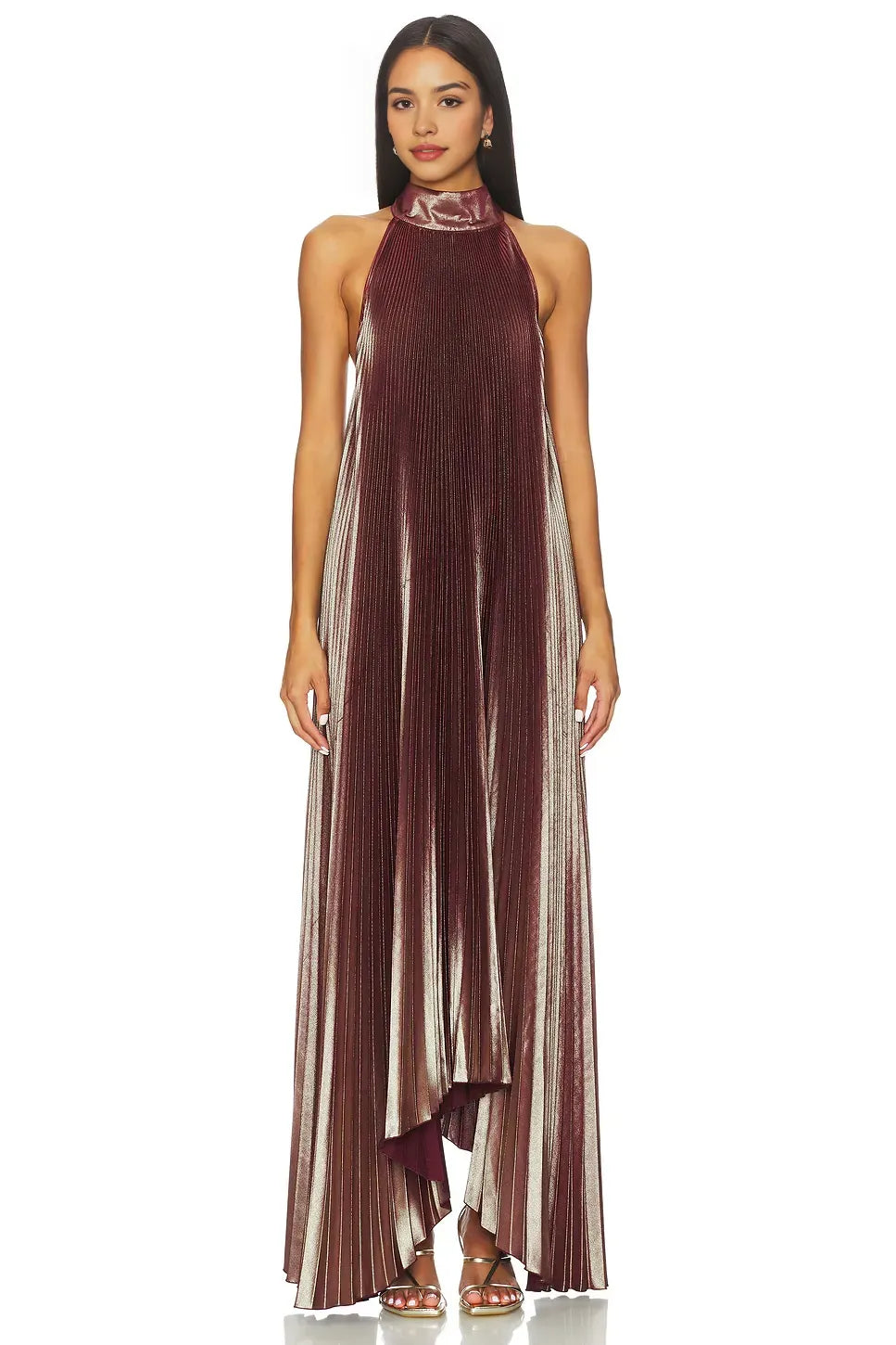 Dramatic A Line Sleeveless Halter Neck Bow Detail Asymmetric Length Prom Dress