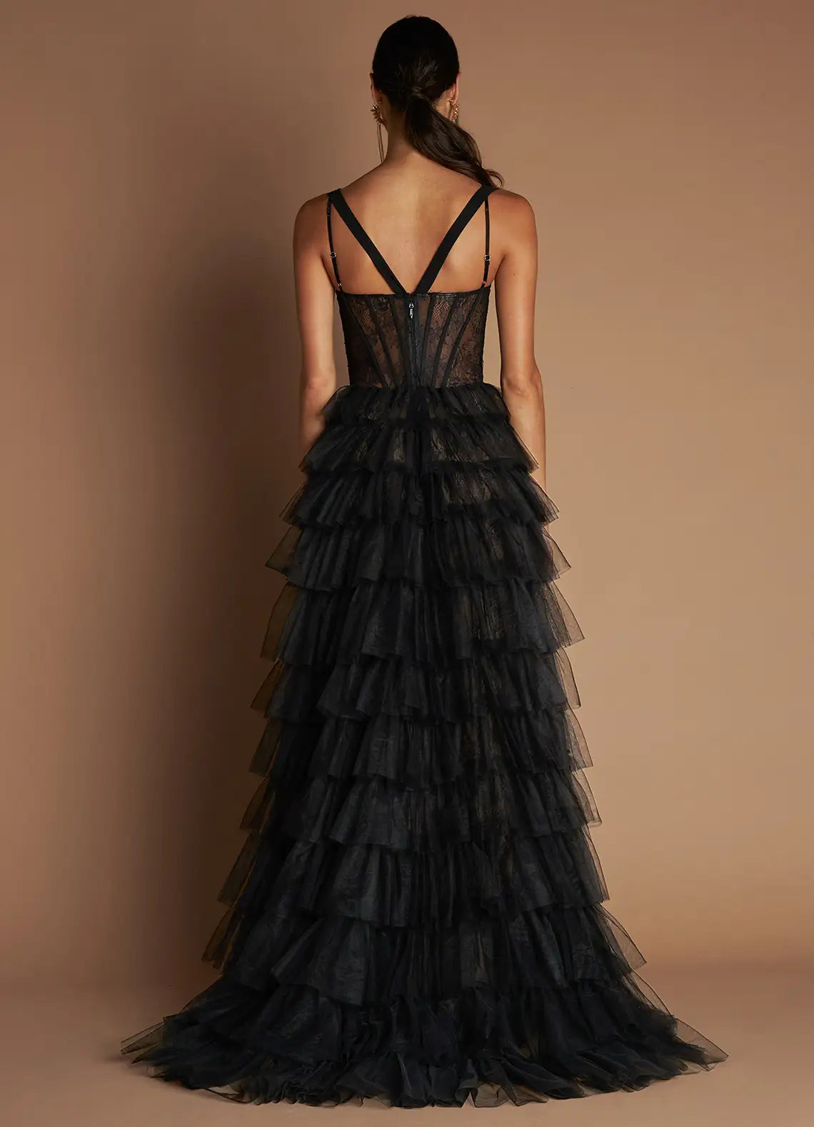 Dramatic Ballgown V Neck Sleeveless Sheer Back Floor Length For Women Prom Dress