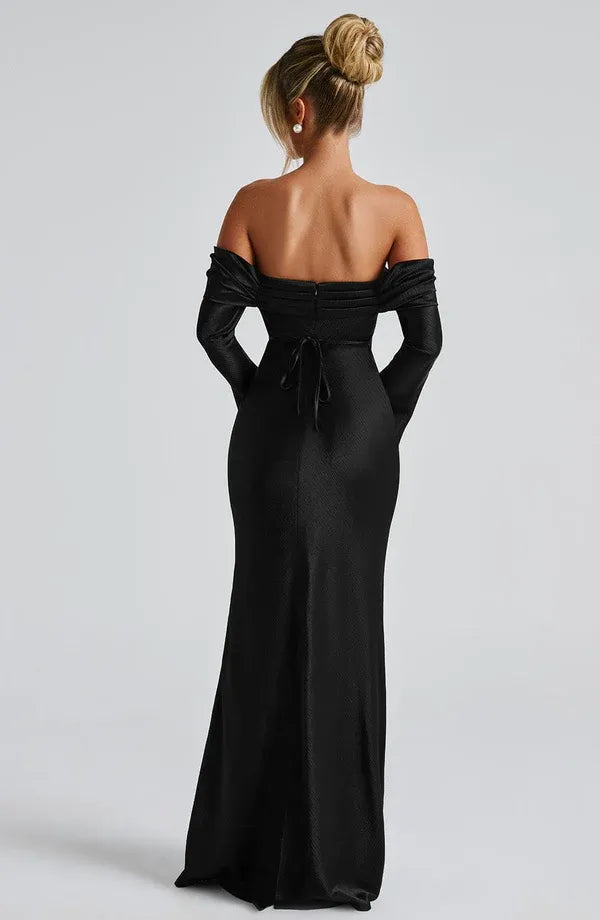 Dramatic Mermaid Off Shoulder Flared Sleeve Tie Back Floor Length For Ladies Evening Dress