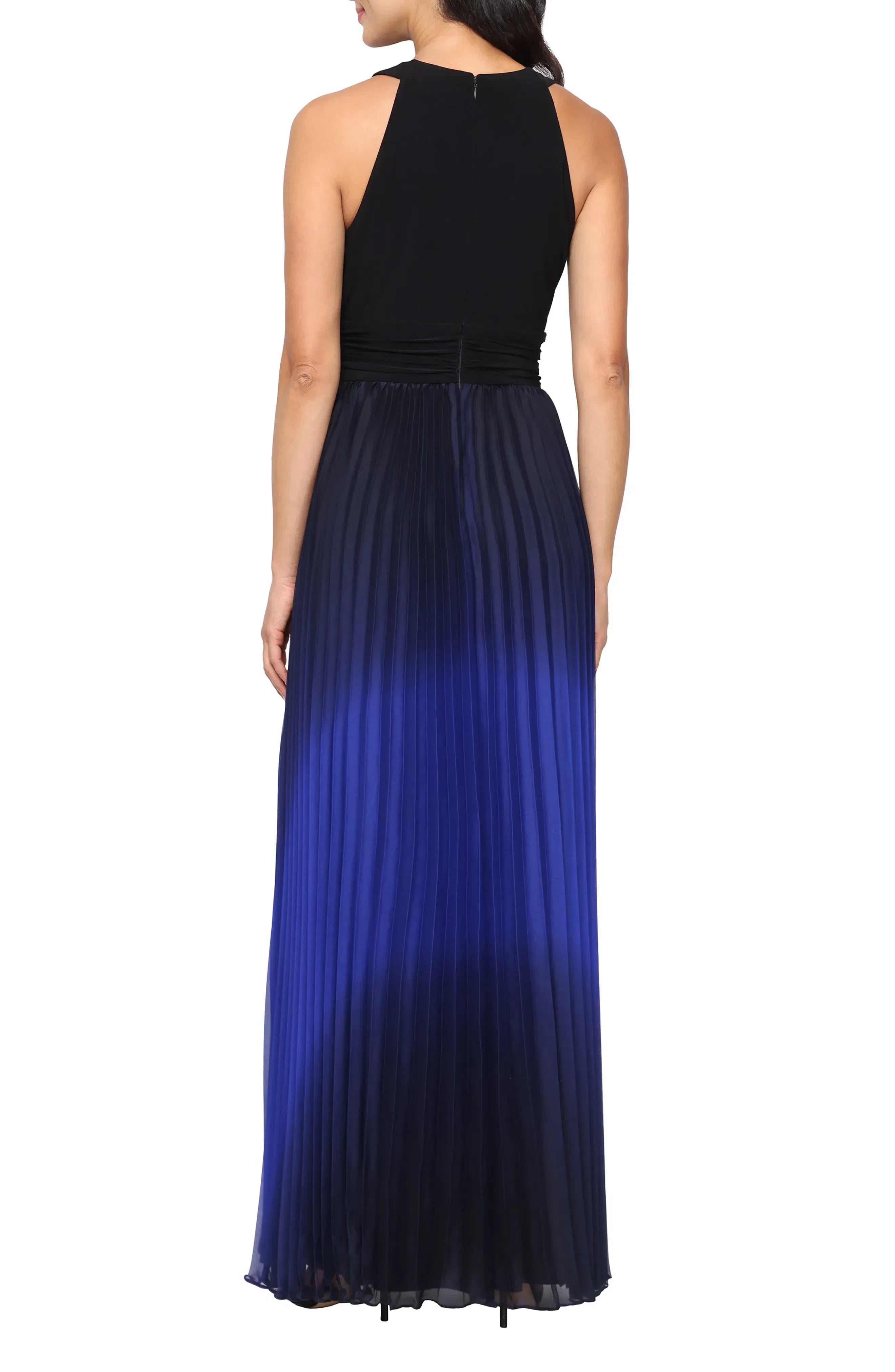 Dramatic Sheath High Neck Sleeveless Zipper Back Floor Length Evening Dress