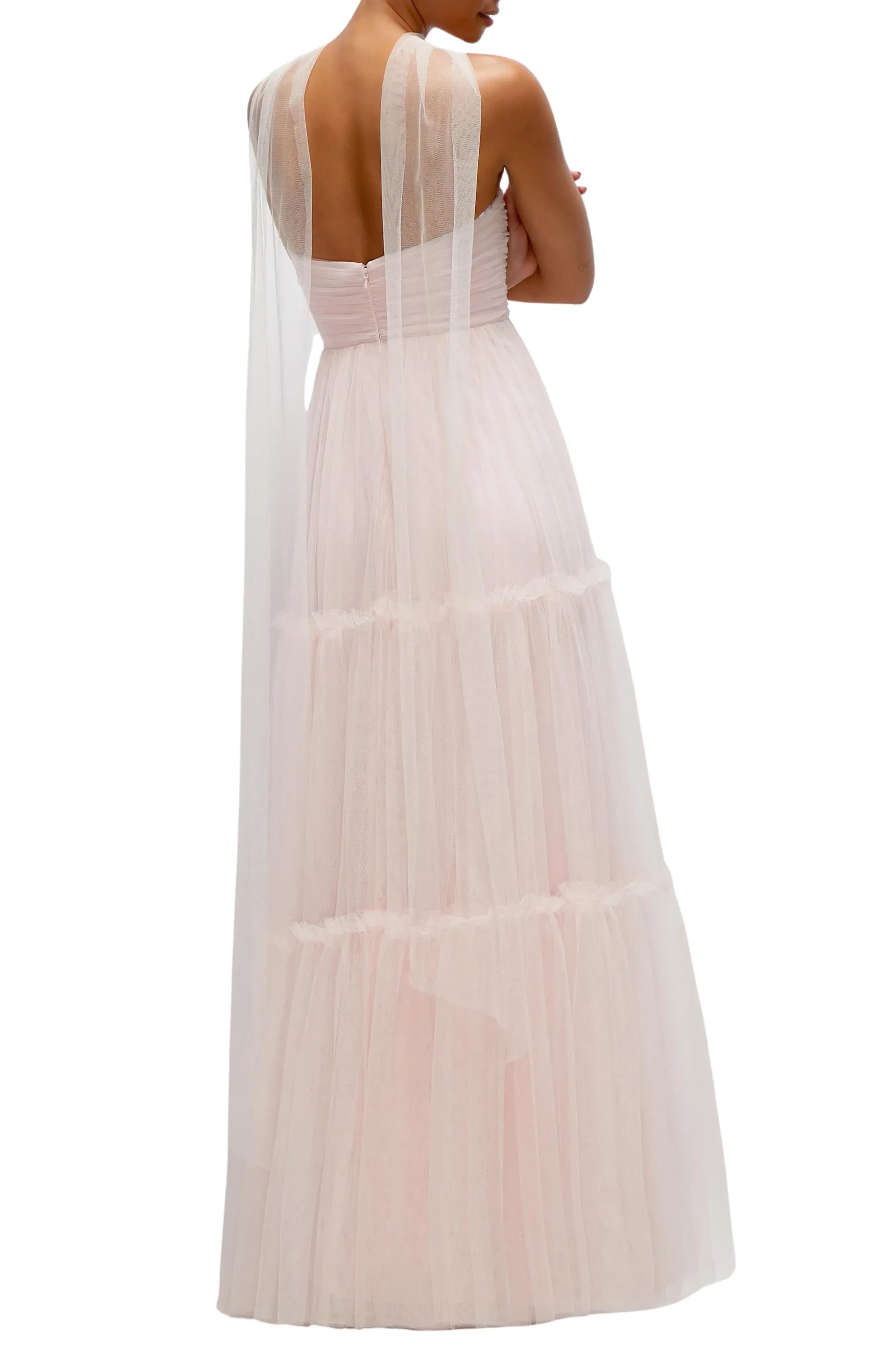 Dreamy A Line Strapless Sleeveless Open Back Floor Length Evening Dress