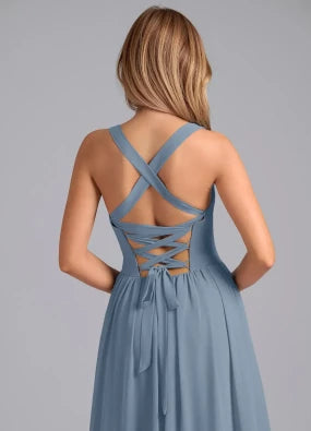 Dreamy A Line Sweetheart Neck Sleeveless Lace Up Back Floor Length Bridesmaid Dress