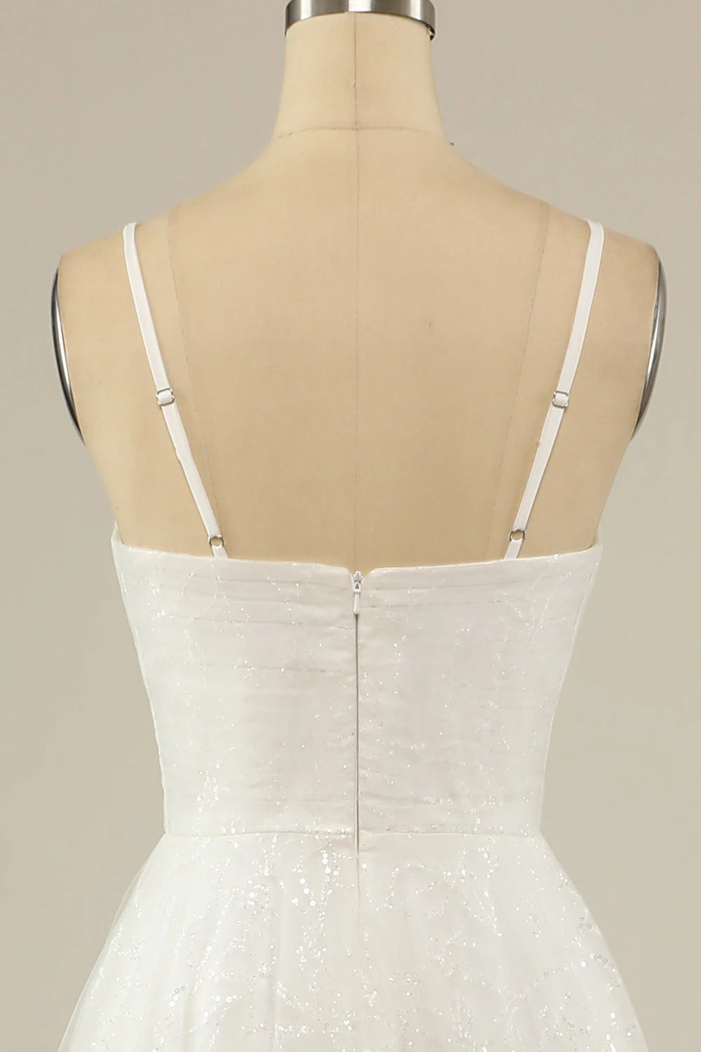 Dreamy A Line V Neck Sleeveless Spaghetti Strap Zipper Back Maxi Wedding Dress