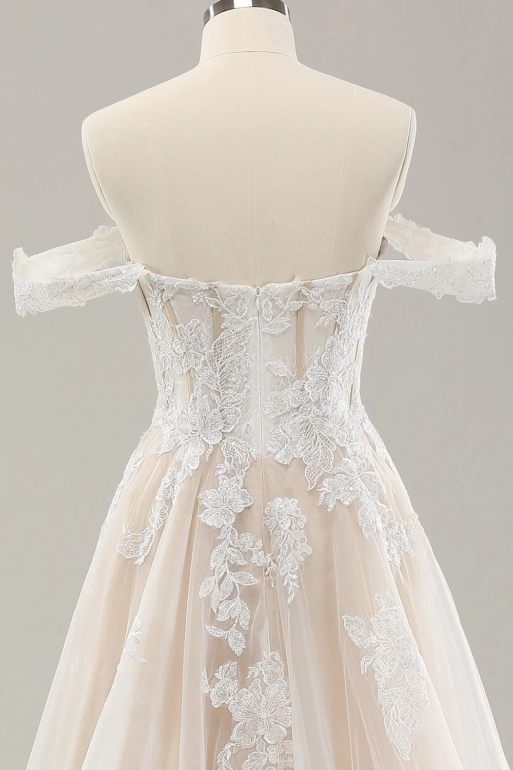 Dreamy Ball Gown Sleeveless Sweetheart Off Shoulder Zip Back Maxi Wedding Dress