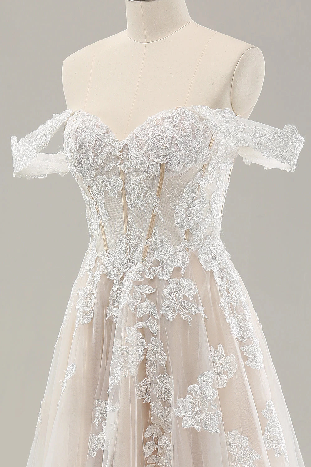 Dreamy Ball Gown Sleeveless Sweetheart Off Shoulder Zip Back Maxi Wedding Dress