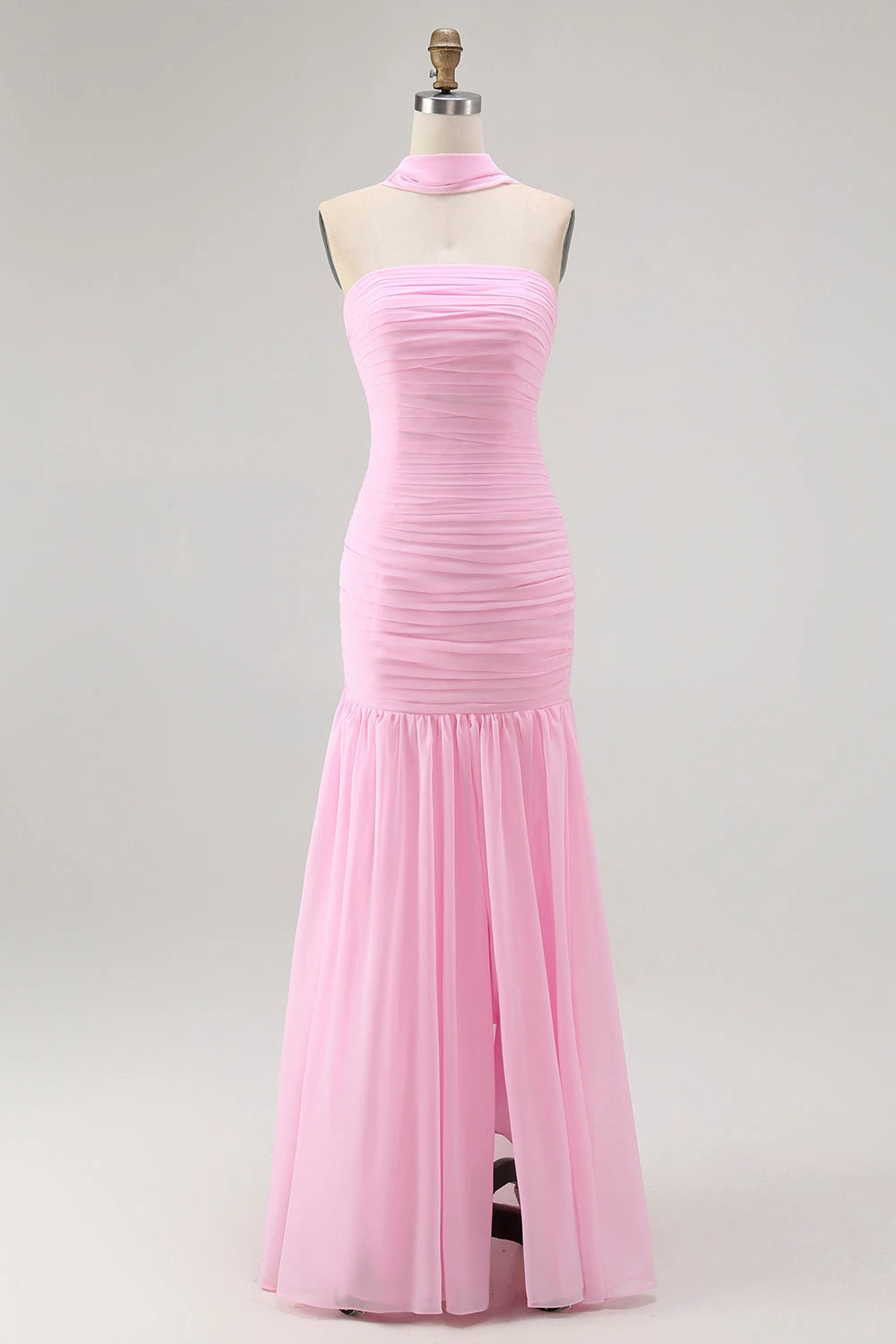 Dreamy Mermaid Strapless Sleeveless Draped Back Floor length Evening Dress Homecoming Dress