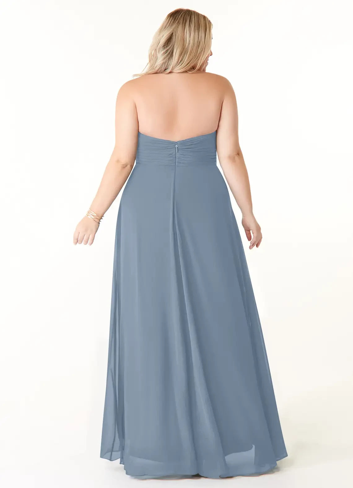 Dreamy Plus Size Sheath Halter Neck Sleeveless Open Back Floor Length Bridesmaid Dress