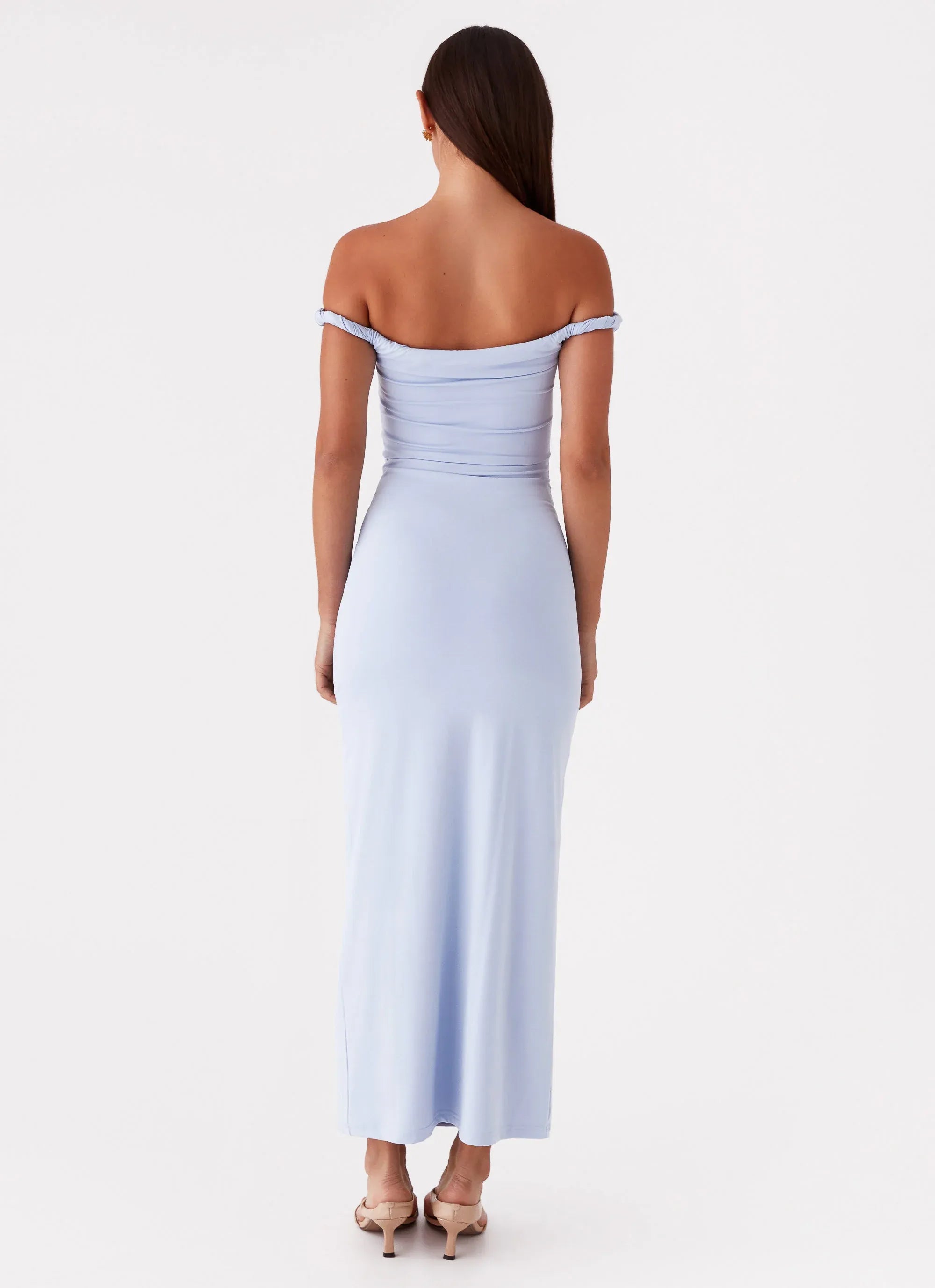 Dreamy Sheath Off Shoulder Sleeveless Ruched Back Floor Length Plus Size Evening Dress