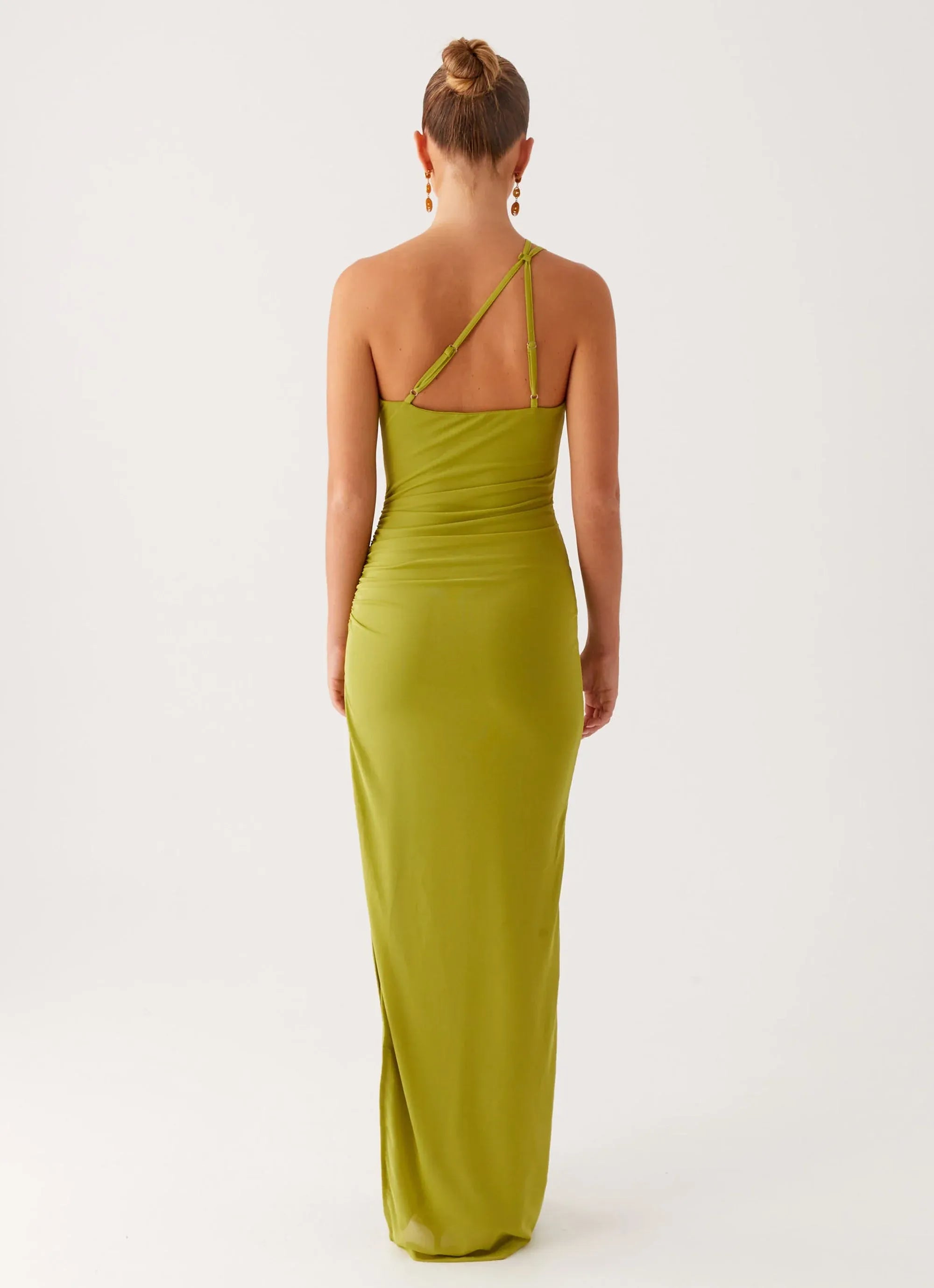 Dreamy Sheath One Shoulder Sleeveless Ruched Back Floor Length Plus Size Evening Dress
