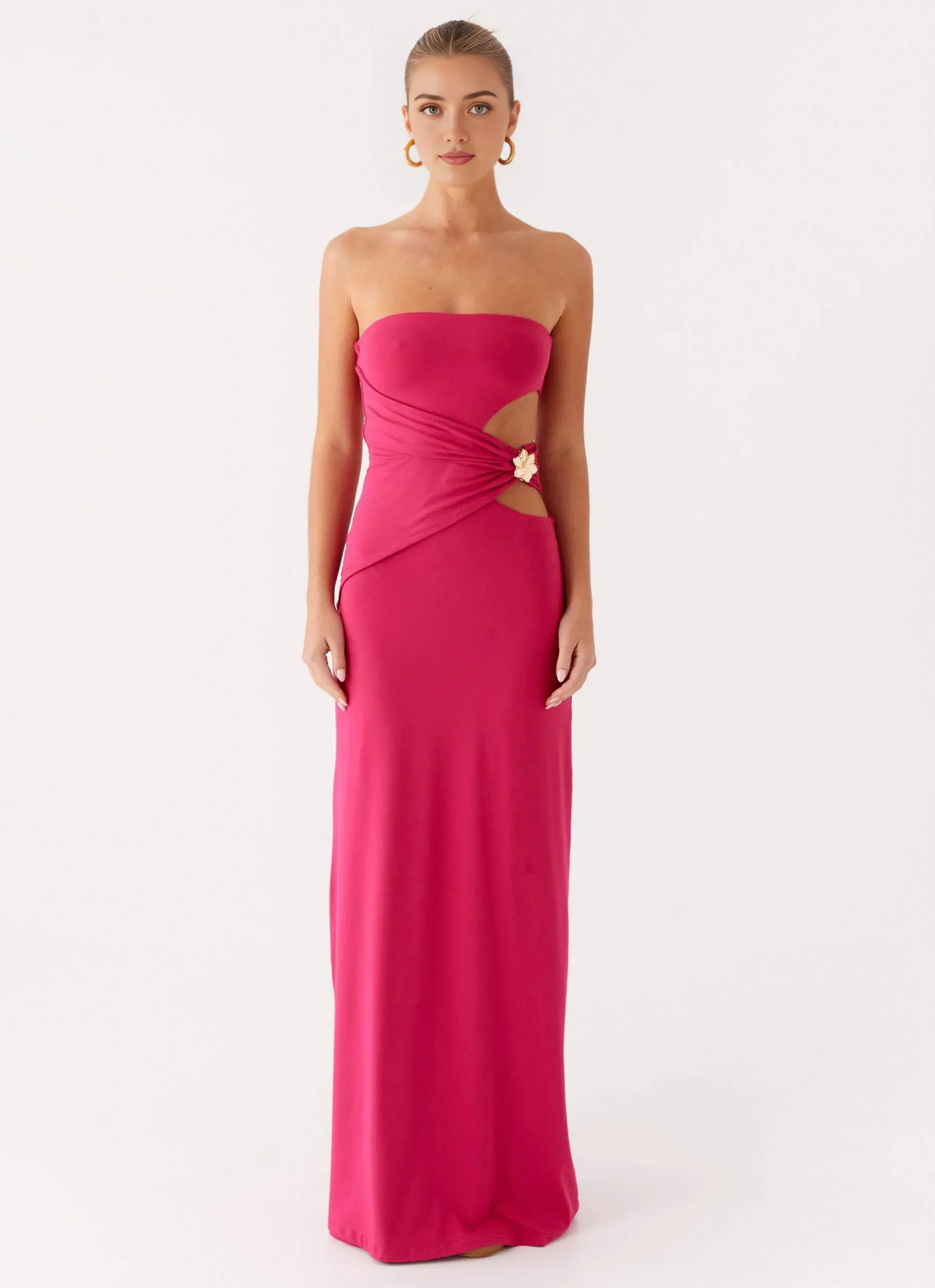 Dreamy Sheath Strapless Sleeveless Cut Out Side Floor Length Plus Size Evening Dress