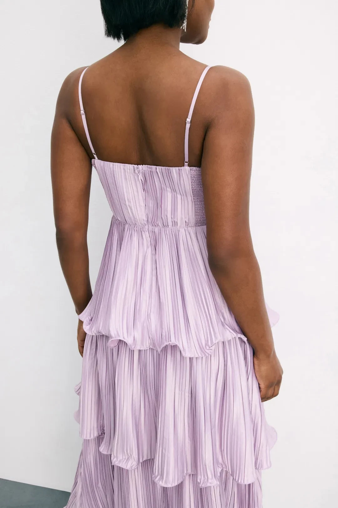 Dreamy Sheath Sweetheart Neck Sleeveless Tiered Pleat Floor Length Plus Size Prom Dress