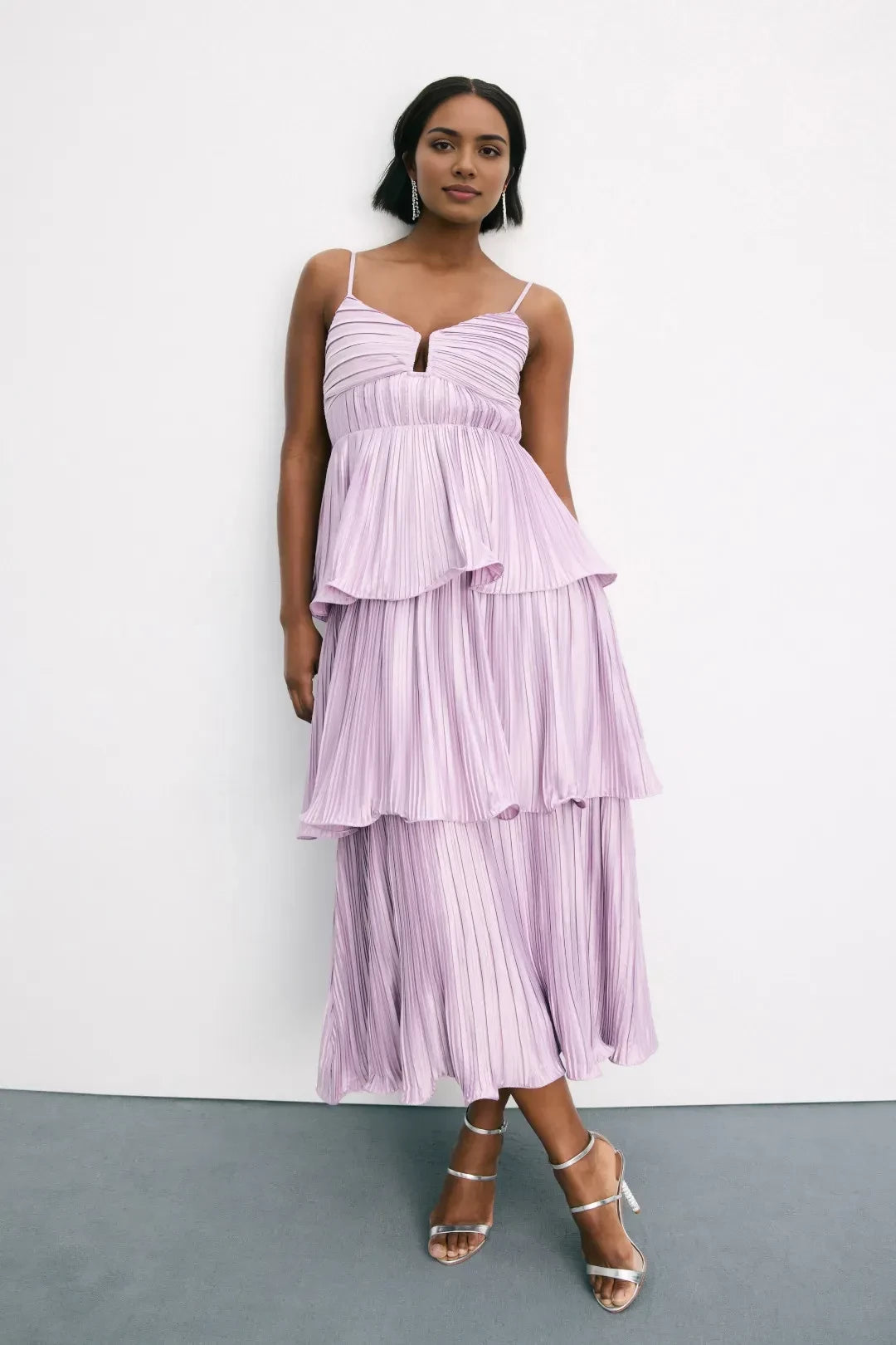 Dreamy Sheath Sweetheart Neck Sleeveless Tiered Pleat Floor Length Plus Size Prom Dress