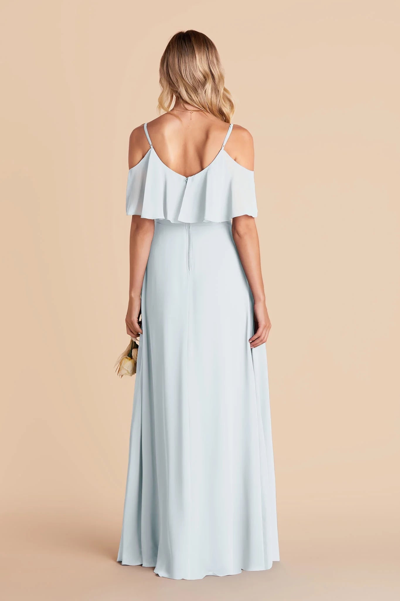 Dreamy Sheath V Neck Cold Shoulder Open Back Floor Length Bridesmaid Dress
