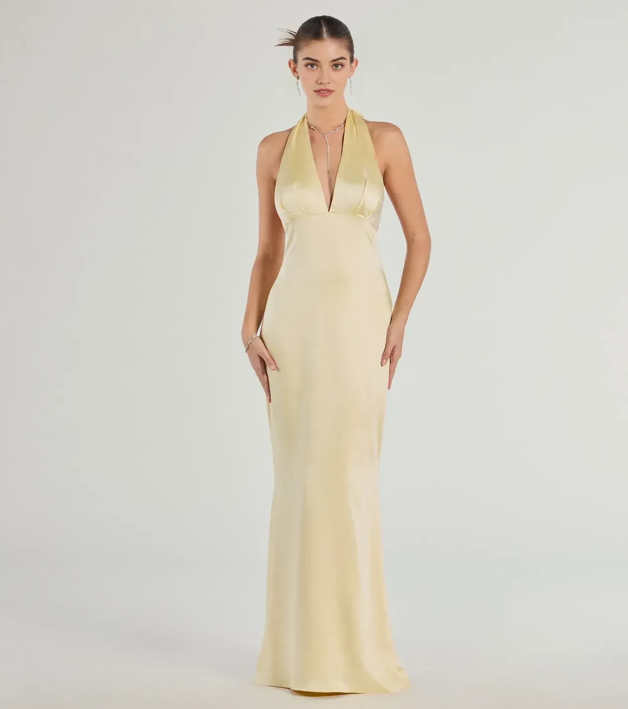 Dreamy Trumpet Halter Neck Sleeveless Tie Back Floor Length Prom Dress