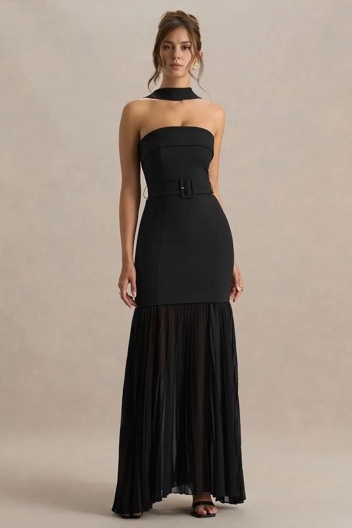 Edgy Mermaid Strapless Sleeveless Belted Back Floor Length Evening Dress