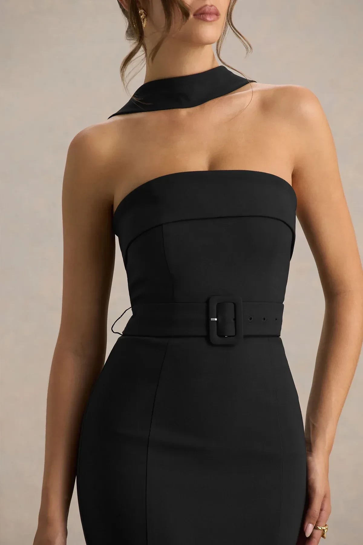 Edgy Mermaid Strapless Sleeveless Belted Back Floor Length Evening Dress