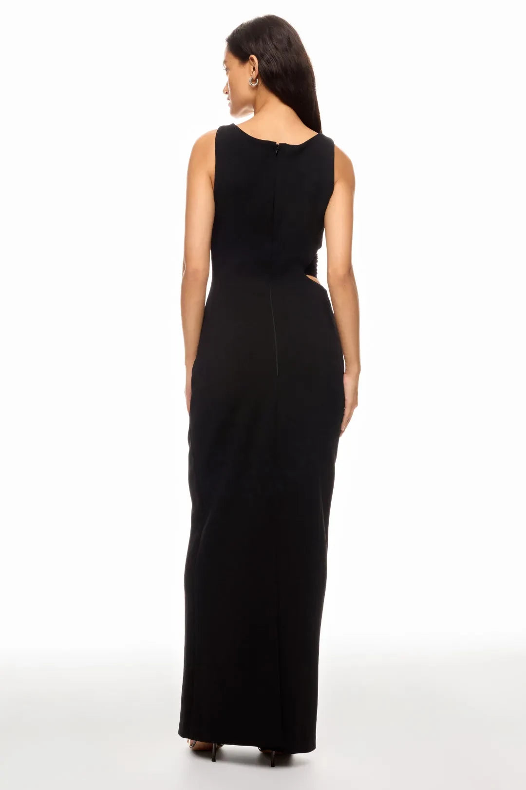 Edgy Sheath Boat Neck Sleeveless Cutout Side Floor Length Plus Size Prom Dress