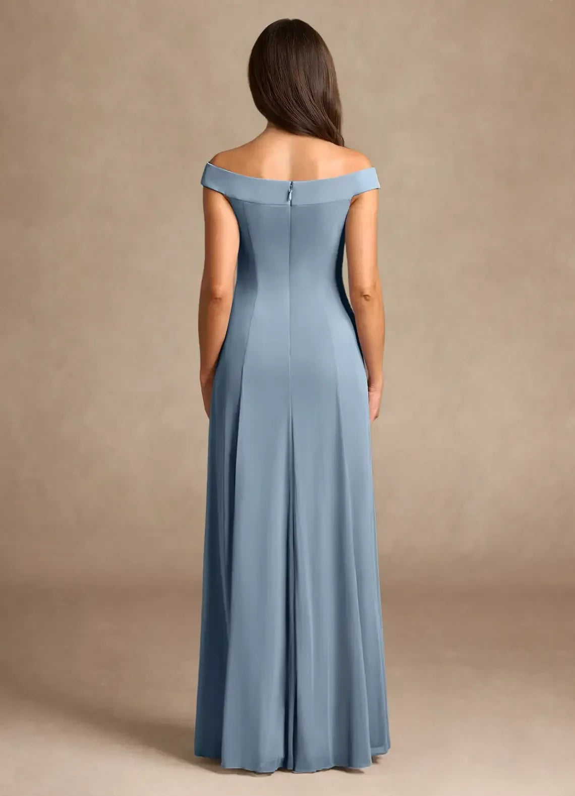 Elegant A Line Off Shoulder Sleeveless Zipper Back Floor Length Mother of the Bride Dress