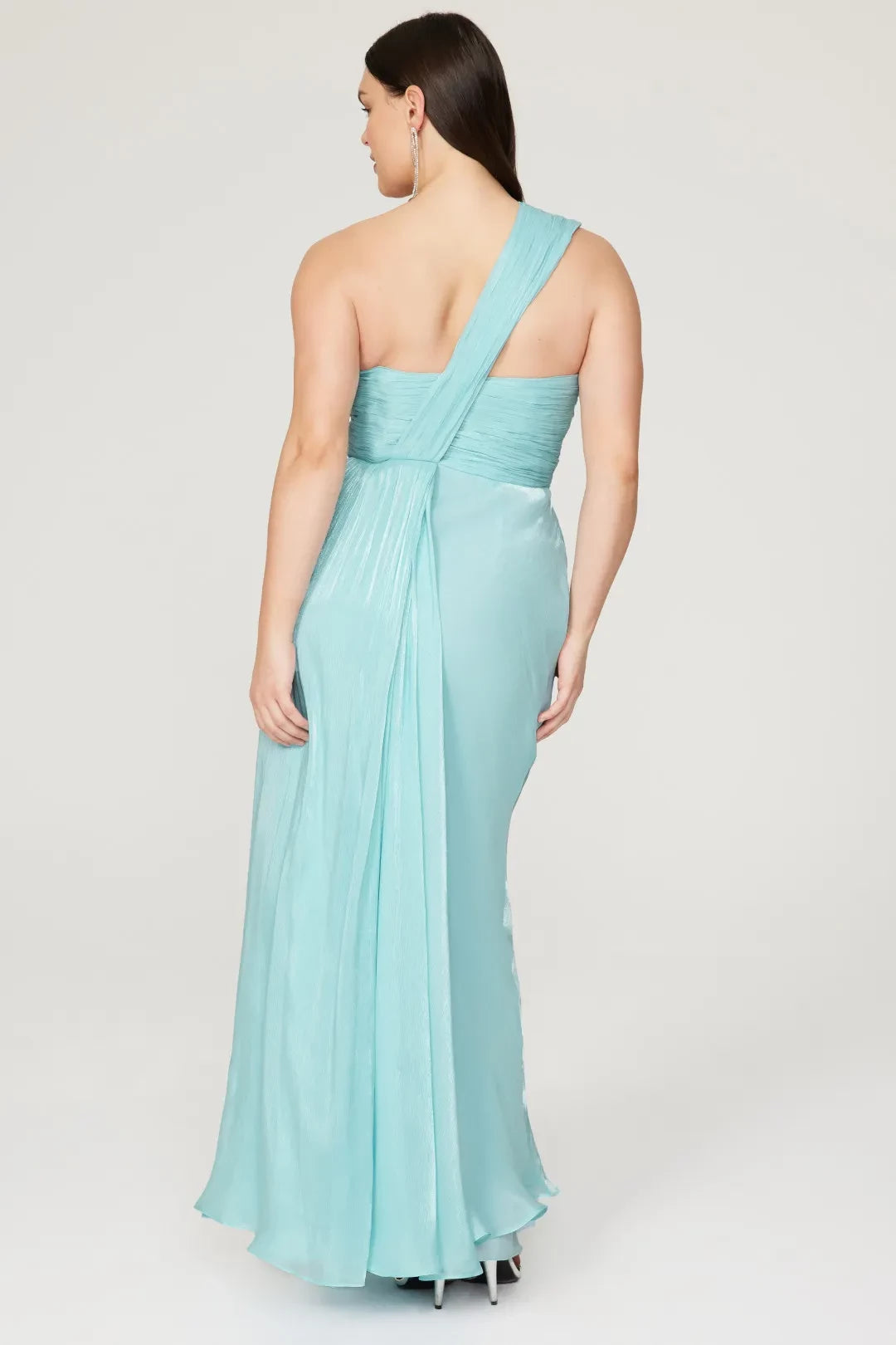 Elegant A Line One Shoulder Ruched Bodice Floor Length Plus Size Prom Dress