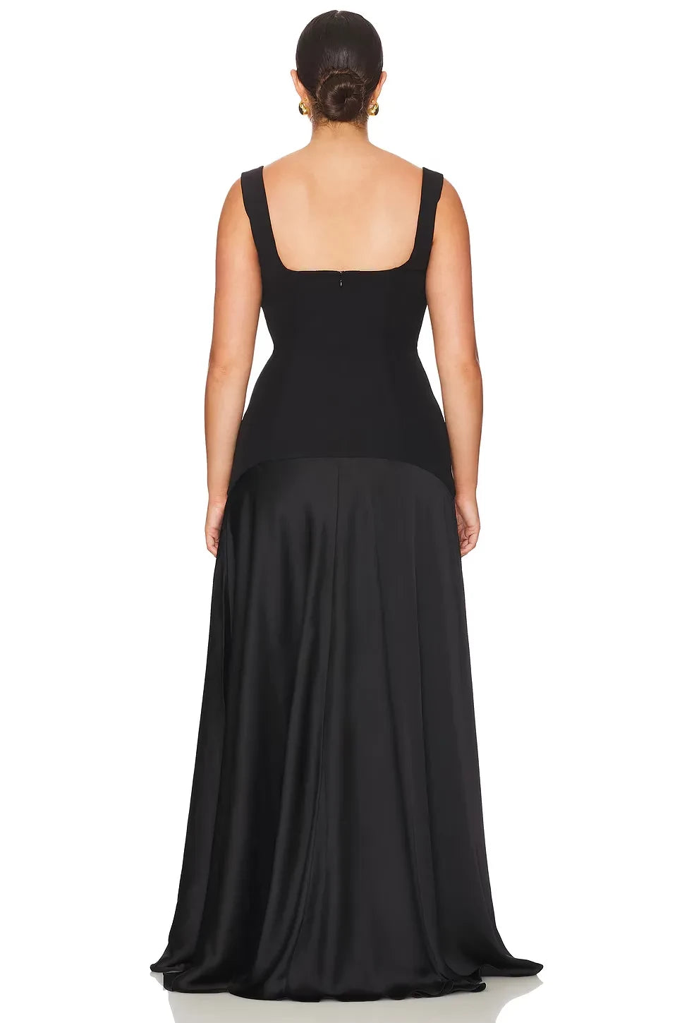 Elegant A Line Square Neck Sleeveless Back Zip Floor Length Evening Dress