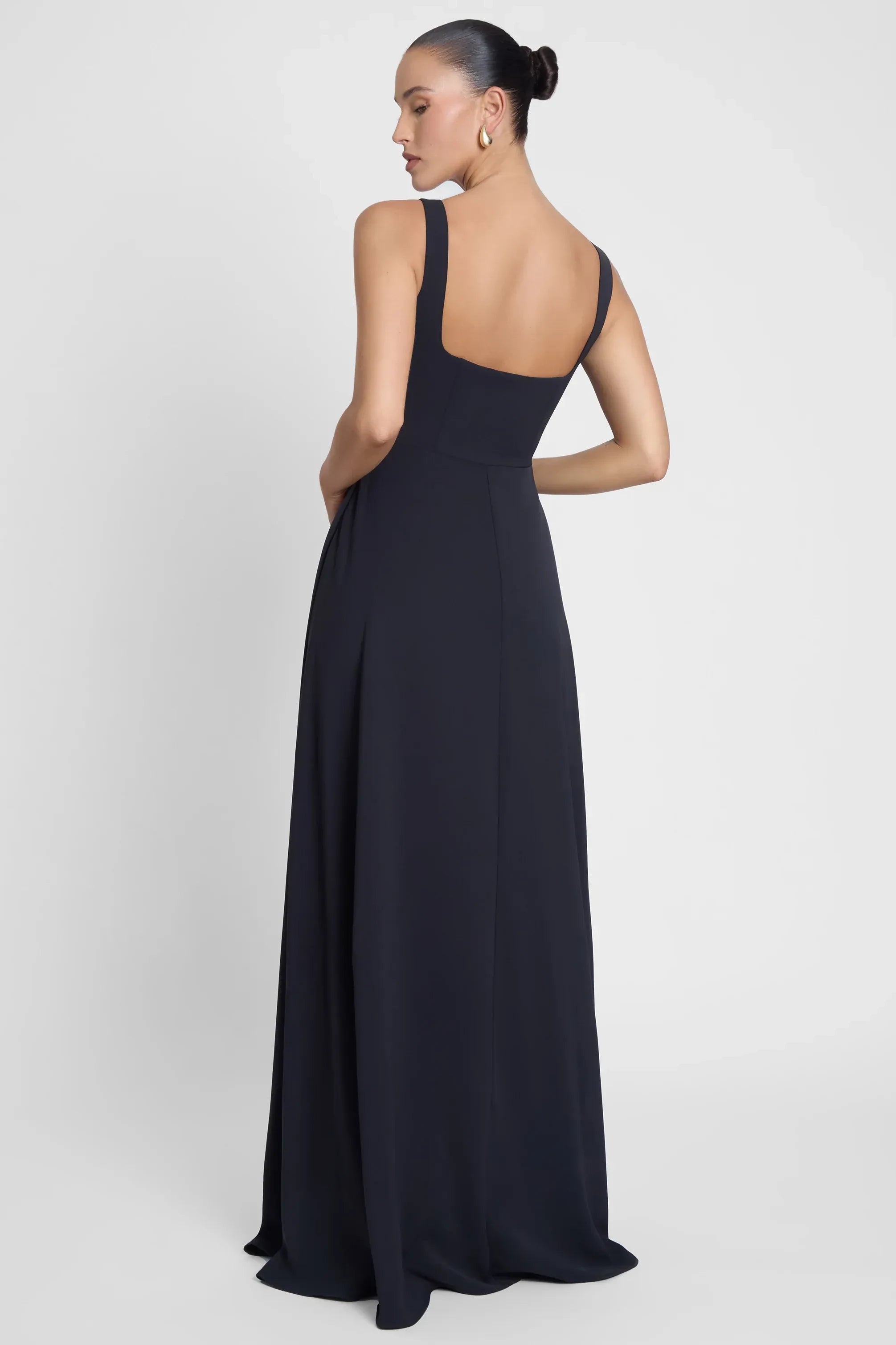 Elegant A Line Square Neck Sleeveless Back Zip Floor Length Prom Dress