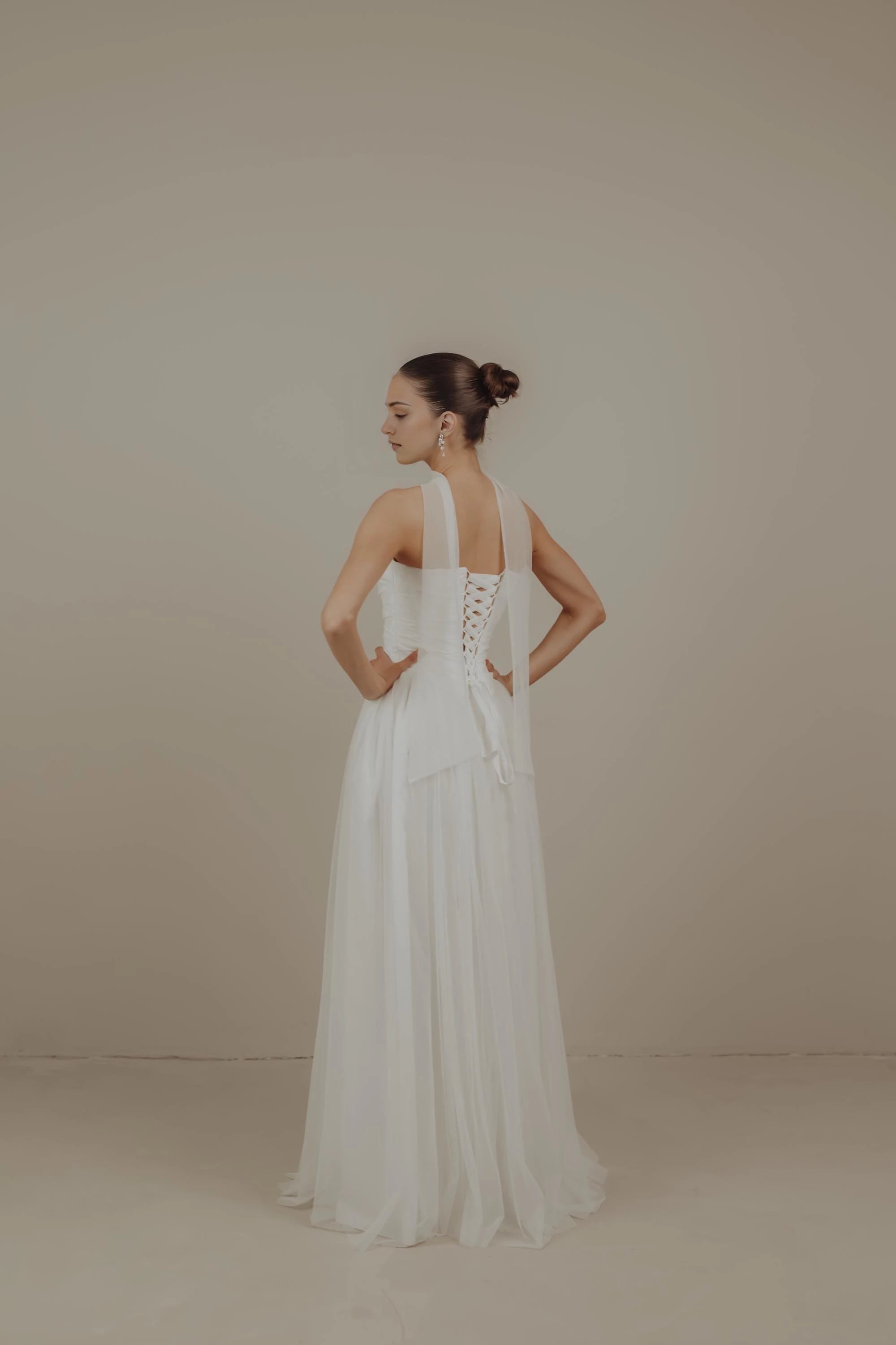 Elegant A Line Strapless Sleeveless Lace Up Back Maxi Wedding Dress