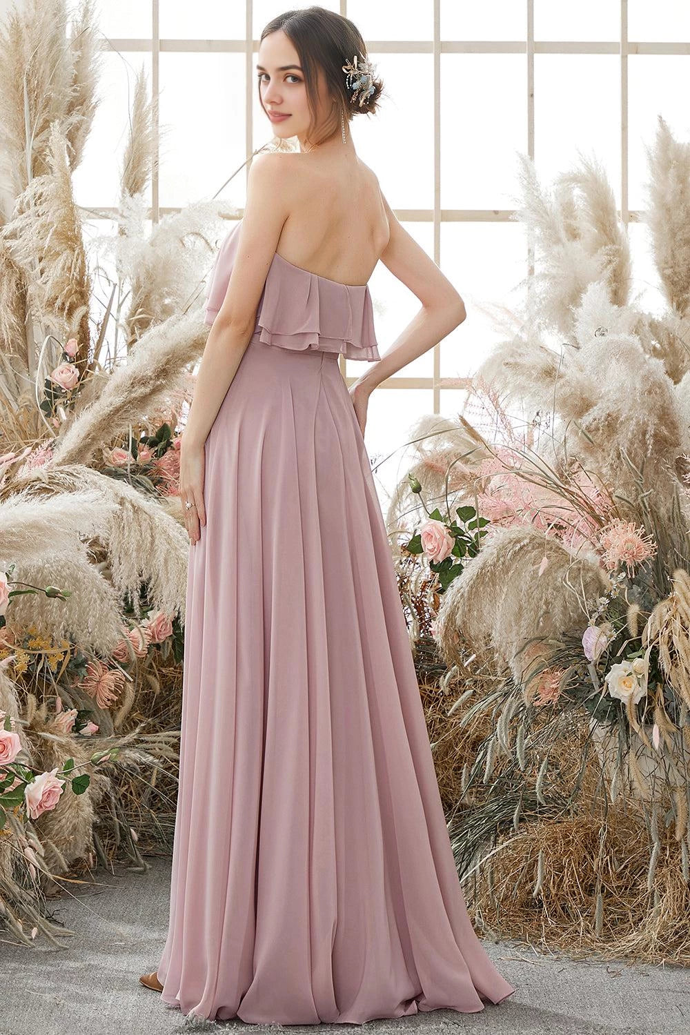 Elegant A Line Strapless Sleeveless Open Back Evening Dress Homecoming Dress