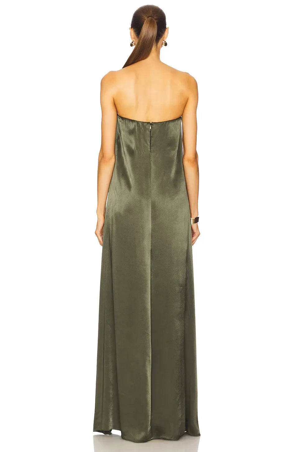 Elegant A Line Strapless Sleeveless Solid Back Floor Length Evening Dress