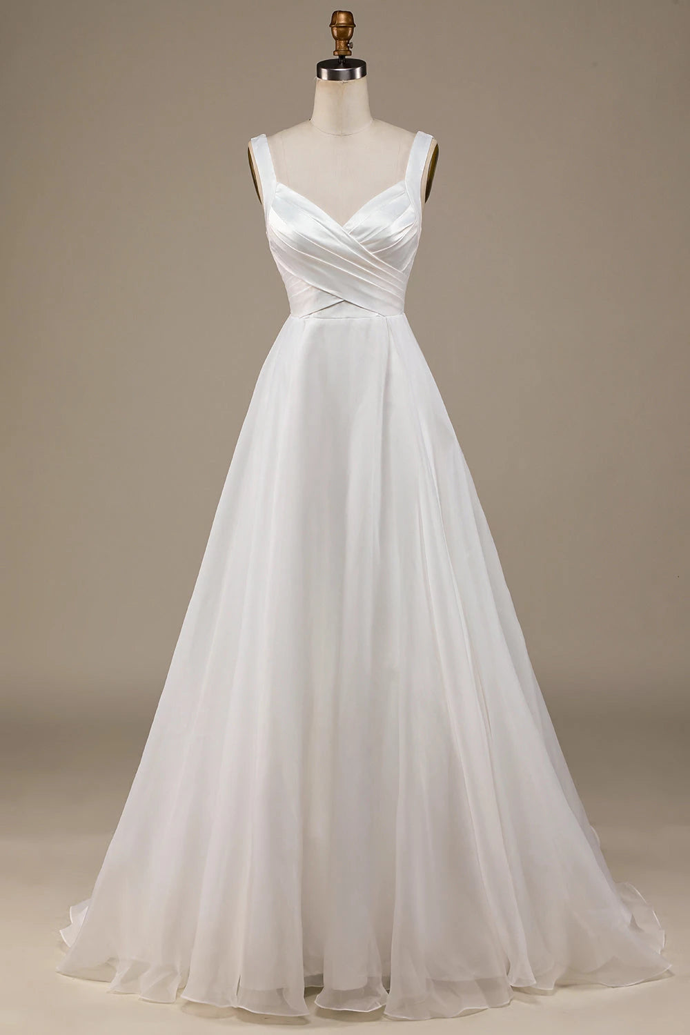Elegant A Line Sweetheart Neck Sleeveless Open Back Floor Length Wedding Dress ﻿