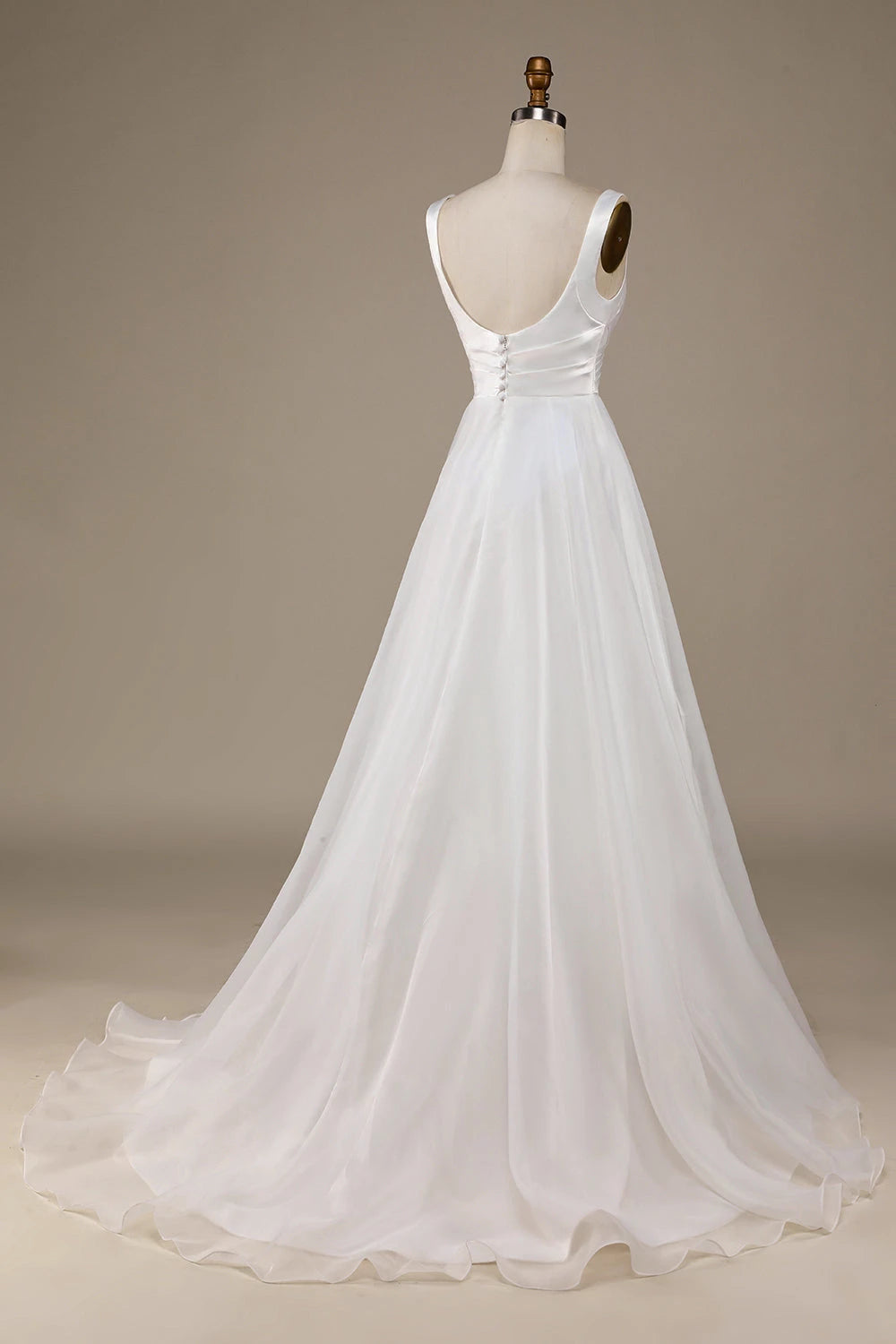 Elegant A Line Sweetheart Neck Sleeveless Open Back Floor Length Wedding Dress ﻿
