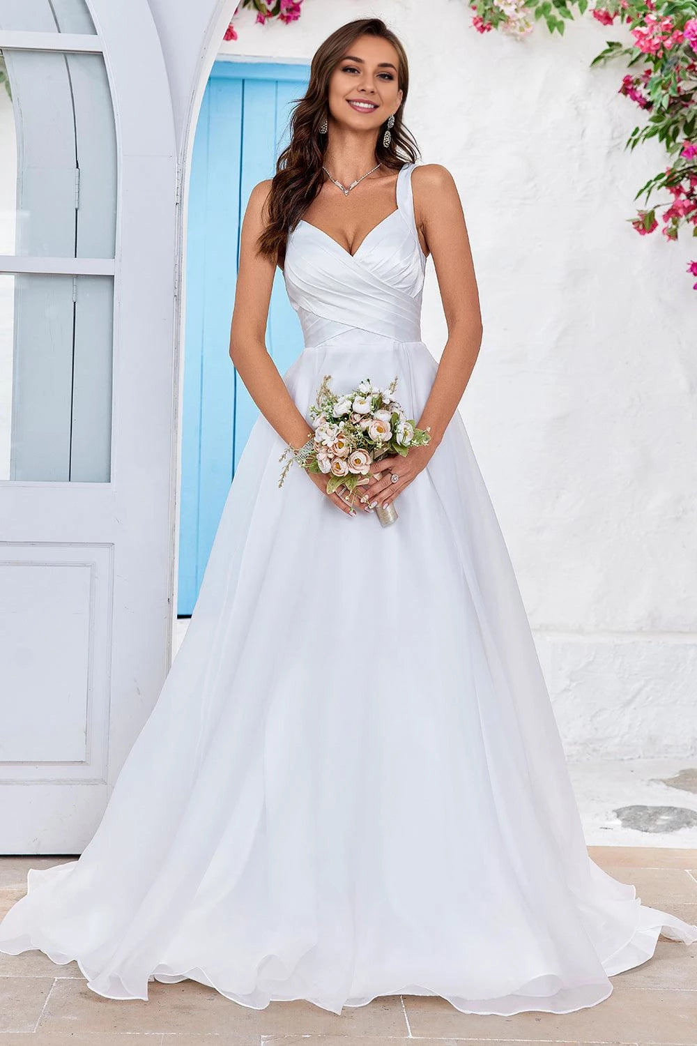 Elegant A Line Sleeveless Sweetheart Sleeveless Keyhole Back Maxi Wedding Dress