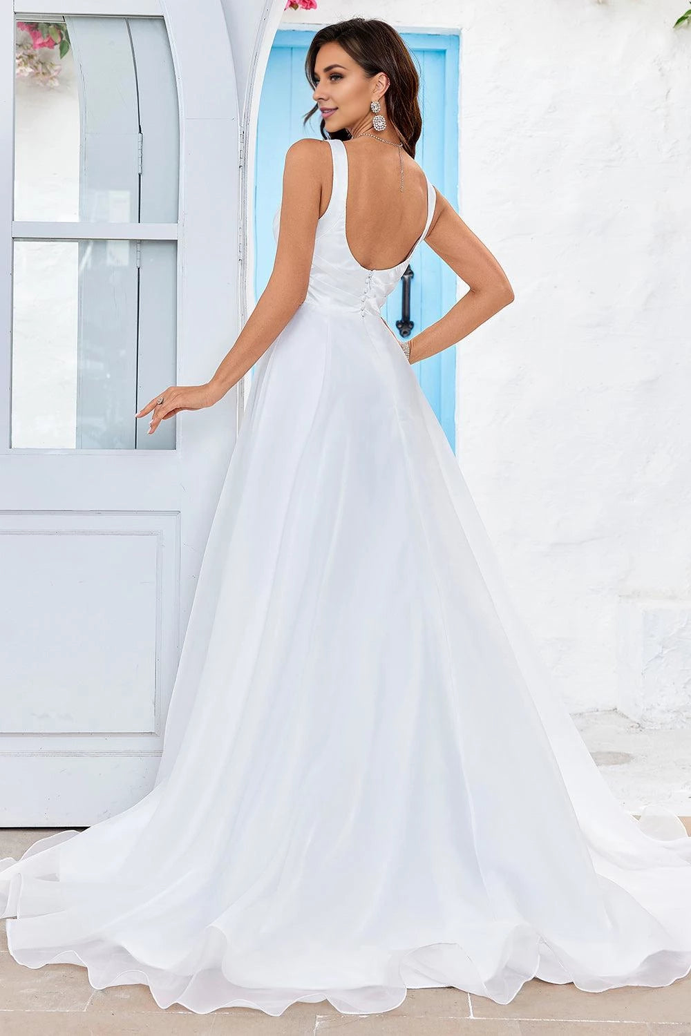 Elegant A Line Sleeveless Sweetheart Sleeveless Keyhole Back Maxi Wedding Dress