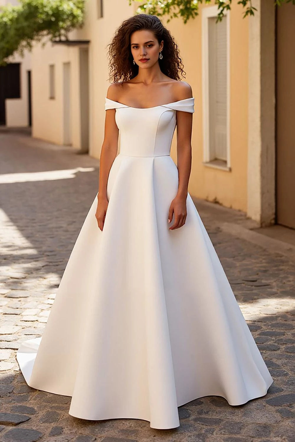 Elegant Ball Gown Off The Shoulder Sleeveless Open Back Floor Length Wedding Dress