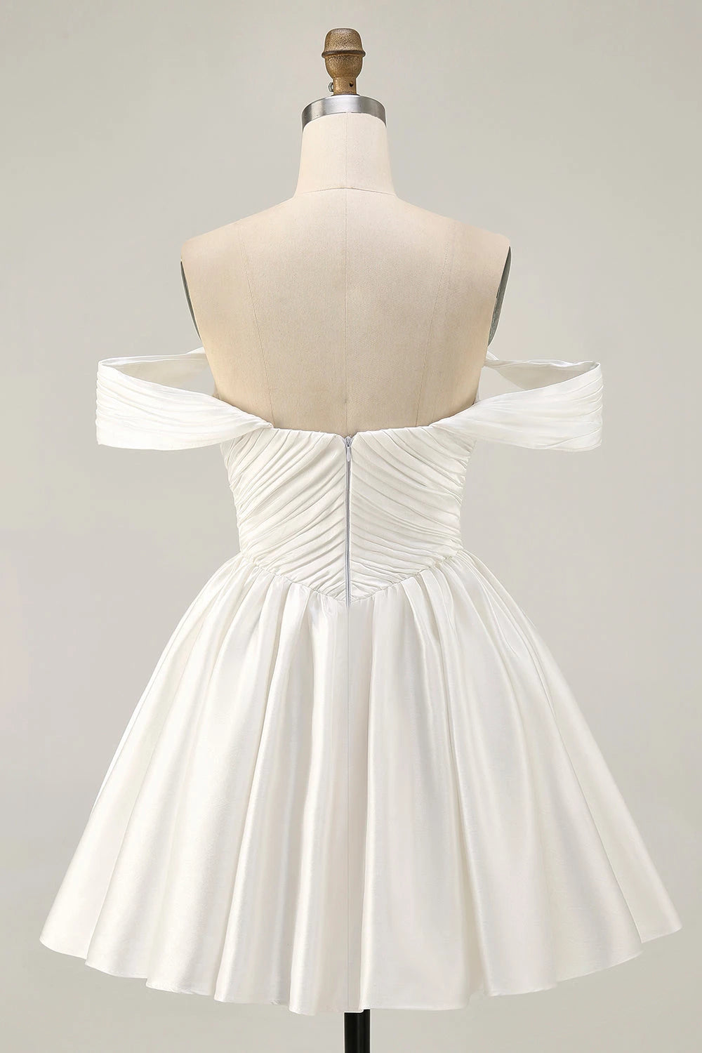 Elegant Fit and Flare Off Shoulder Sleeveless Zip Back Mini Party Dress Homecoming Dress