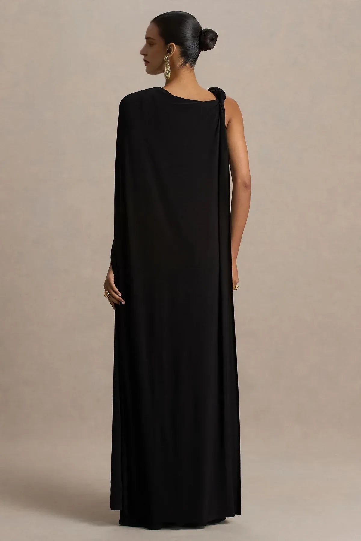 Elegant Like Sheath One-Shoulder Draped Sleeve Zip Back Floor Length Evening Dress