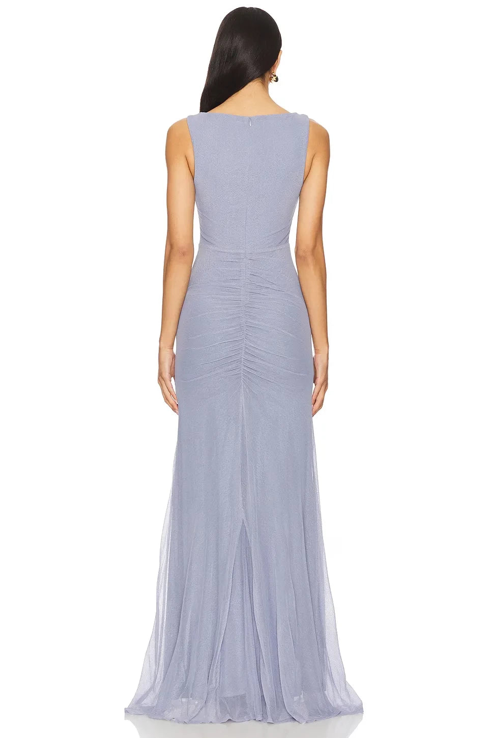 Elegant Mermaid Boat Neck Sleeveless Ruffled Hem Floor Length Evening Dress