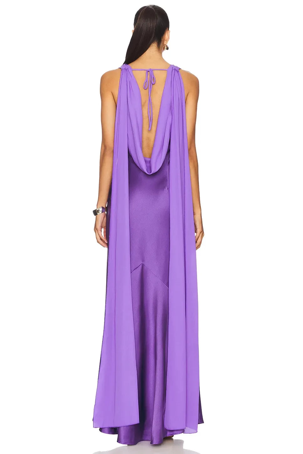 Elegant Mermaid Cowl Neck Sleeveless Draped Back Floor Length Evening Dress